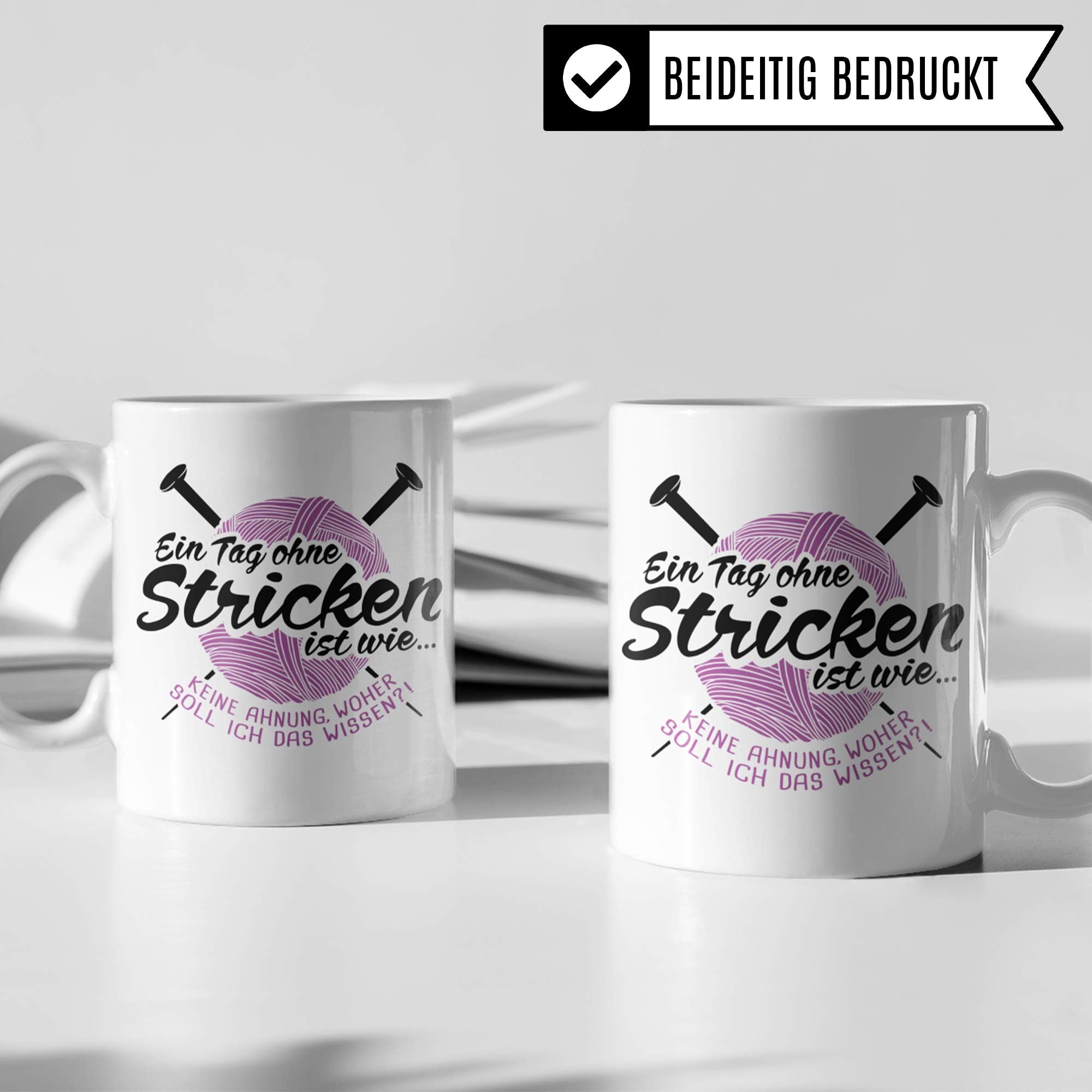 Pagma Druck Tasse Stricken Geschenk, Strickerin Spruch Geschenkidee Kaffeetasse Häkeln, Stricken Nadeln Handarbeit Becher (Weiß/Weiß)