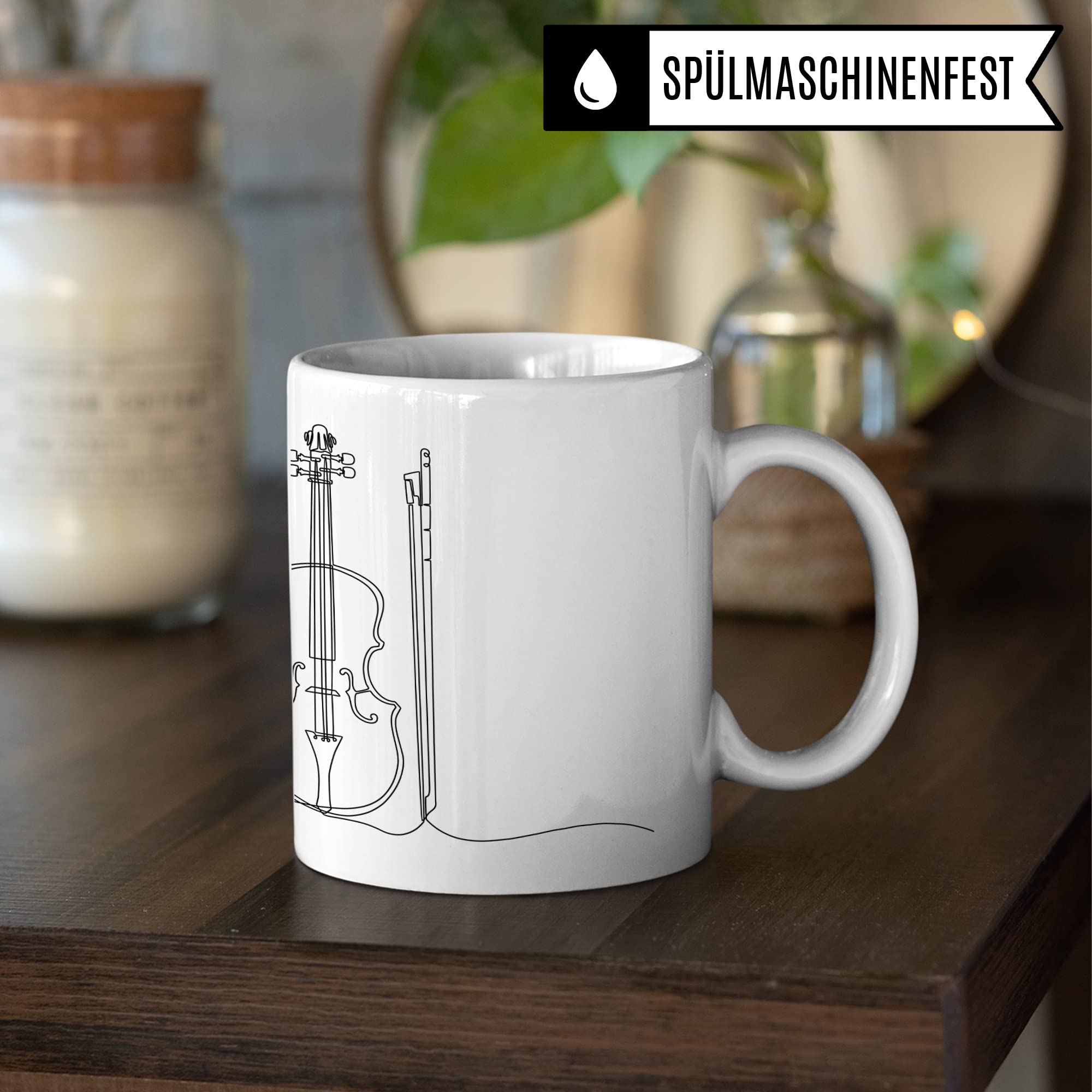 Geige Tasse - Violine Musik Geschenk für Geiger - Kaffeetasse Musiker Geigenspieler - Instrument Geschenkideen Geige Violinist Zeichnung Design Kaffee-Becher