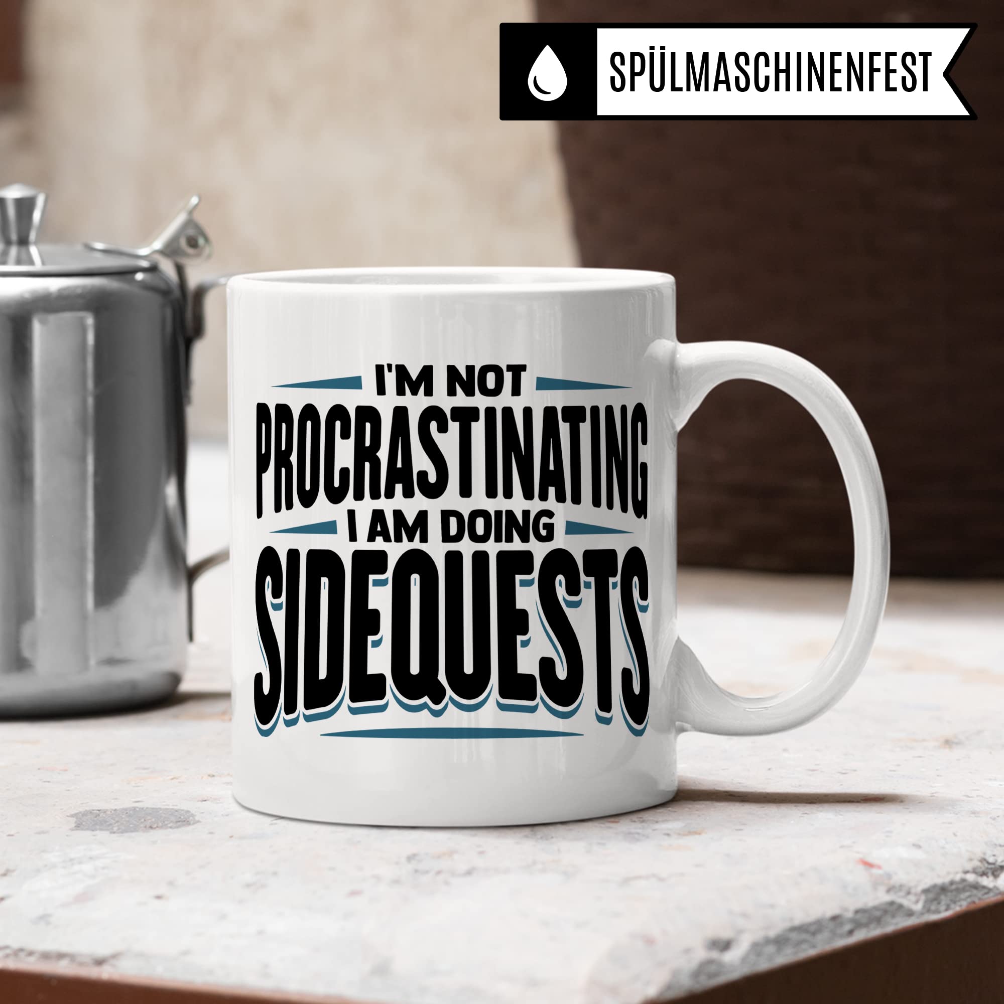 DnD Roleplay Tasse, I'm not procrastinating - I am doing Sidequests, Rollenspiel D20 Dice Geschenk, Pen & Paper Tabletop Dungeon Kaffee-Becher Geschenkidee