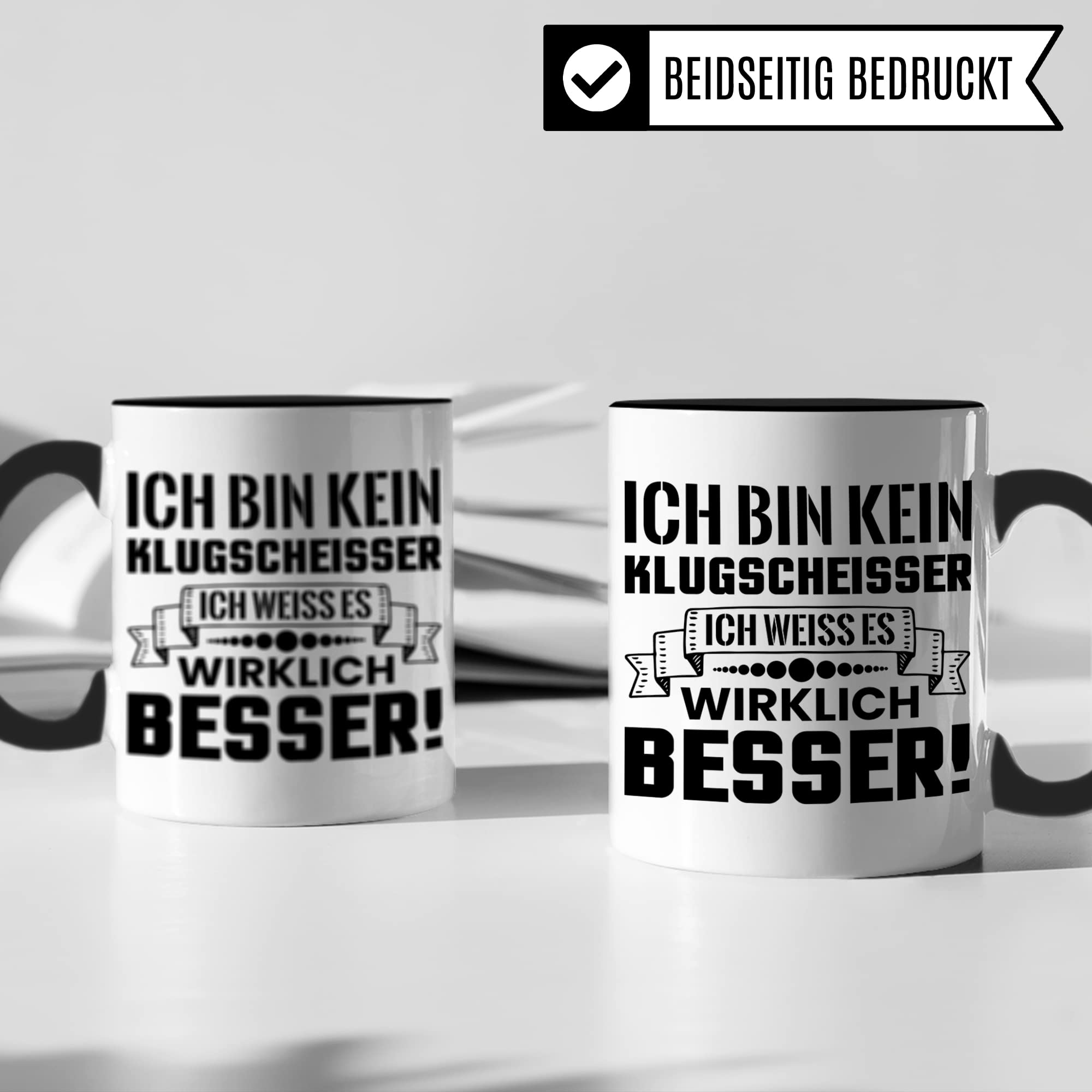 Klugscheisser Tasse, Kaffeetasse Geschenk für Besserwisser, Kaffeebecher mit Spruch lustig, Arbeit Büro Geschenk Kaffeetasse Humor Witz Geschenk für Kollege, Kollegin Teetasse