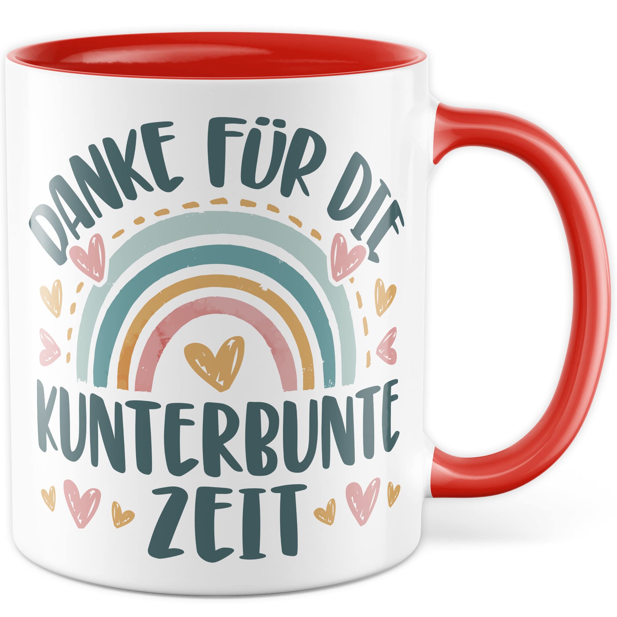 Tasse Dankeschön Erzieher, Danke für die kunterbunte Zeit Geschenk Geschenkidee Kaffeetasse mit Spruch Kaffee-Becher Lieblings-Mensch bedanken Dankesehr Dankbarkeit Erzieherin