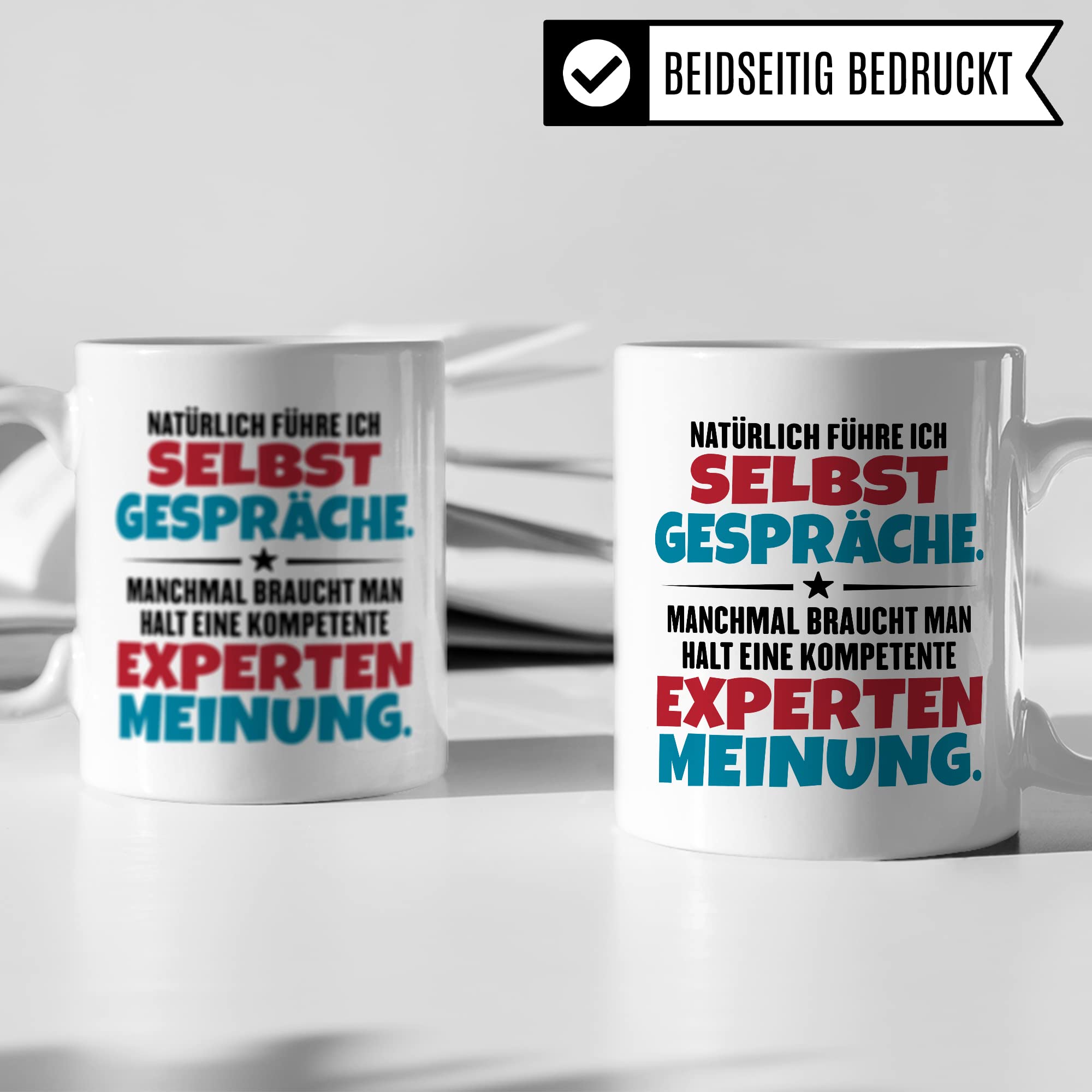 Lustige Tasse mit Spruch Kaffeetasse fürs Büro Humor Natürlich führe ich Selbstgespräche Spruch Geschenk Witz Geschenkidee Kaffee-Becher