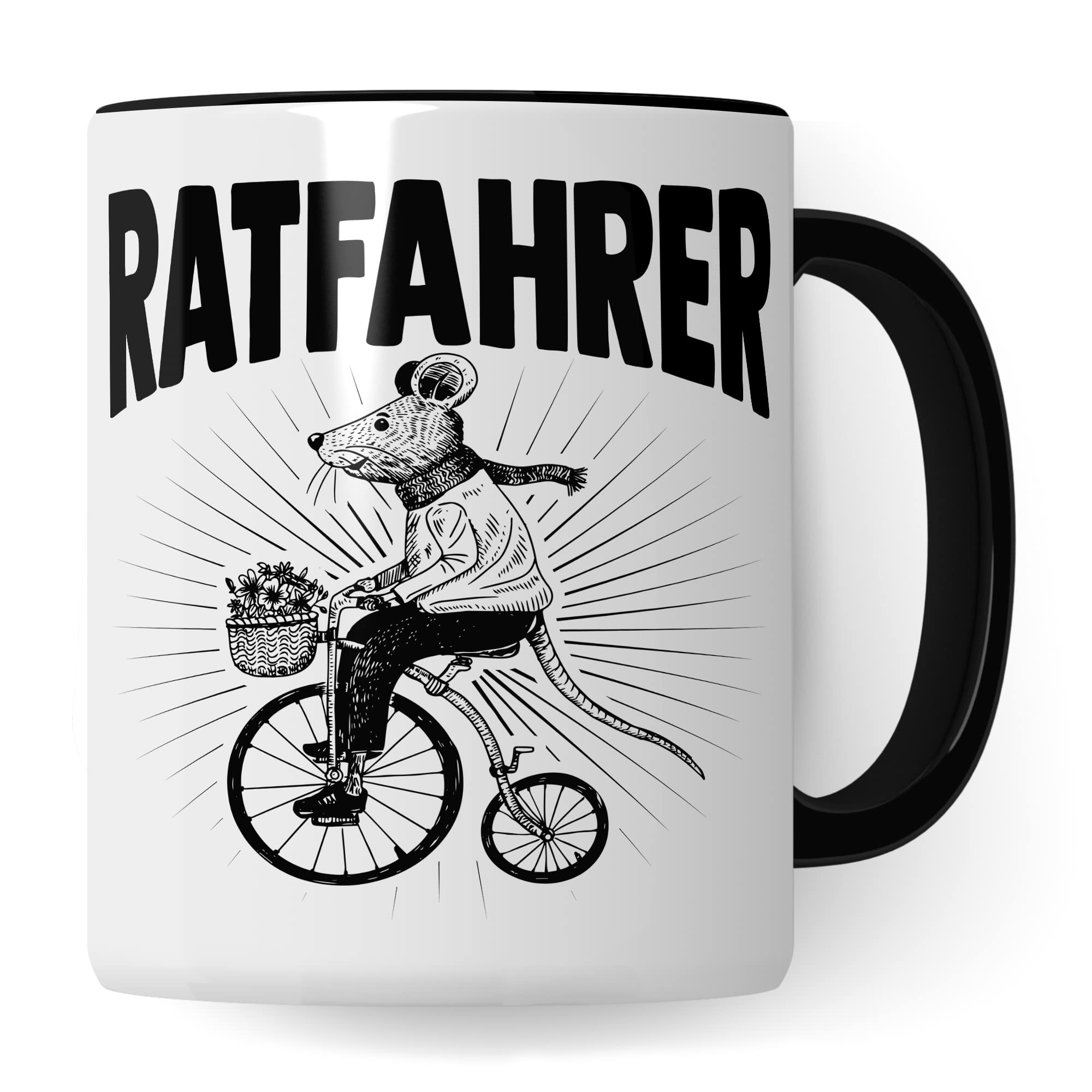 Ratfahrer Tasse Fahrrad Kaffeetasse Ratte Kaffee-becher Fahrradliebe Bike lustig Geschenk Fahrradfahren Geschenkidee Motiv Biker