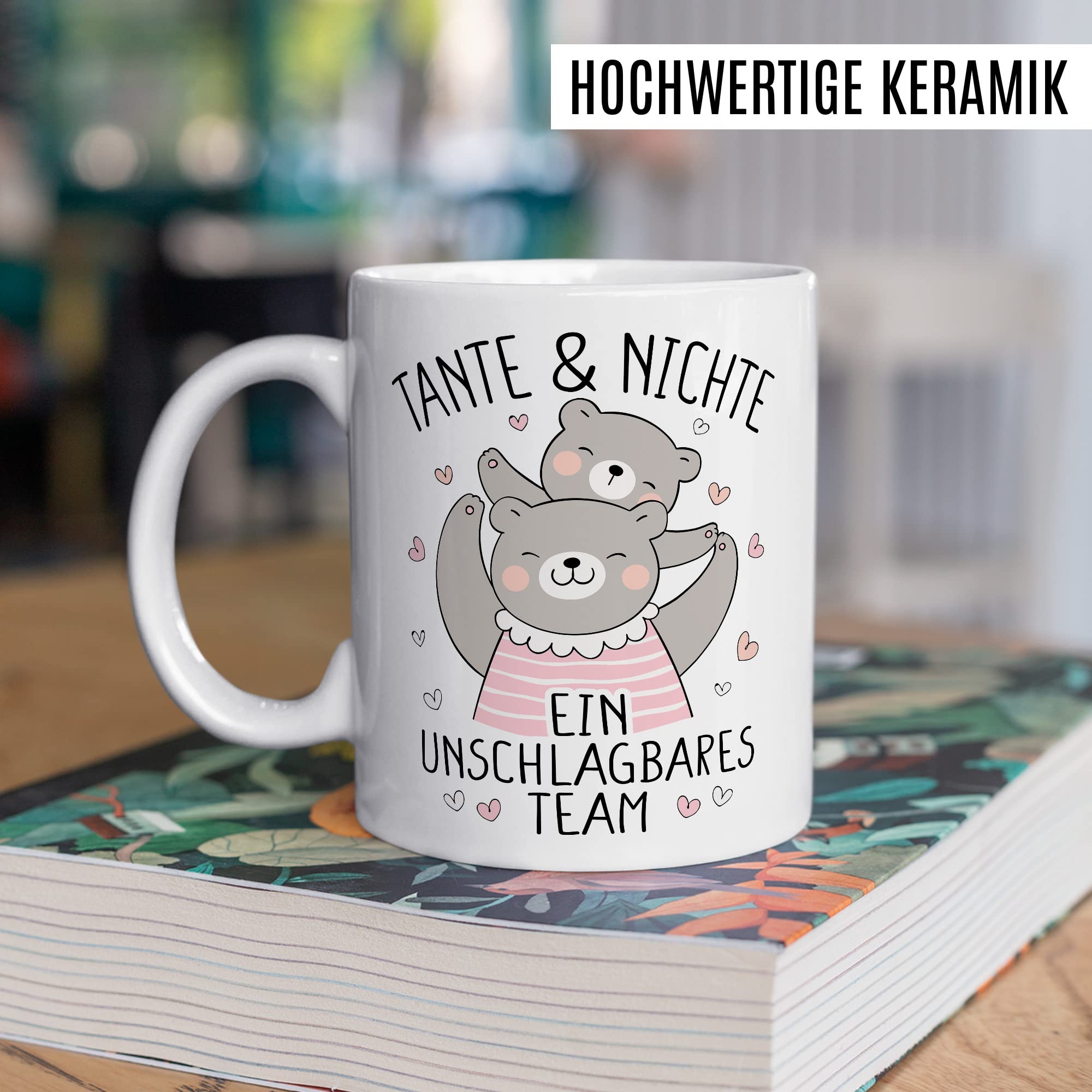 Tante Tasse Geschenk, Tante & Nichte ein unschlagbares Team Geschenkidee Kaffee-Becher Kaffeetasse Tasse mit Spruch lustig Tante Nichte Familie Patentante