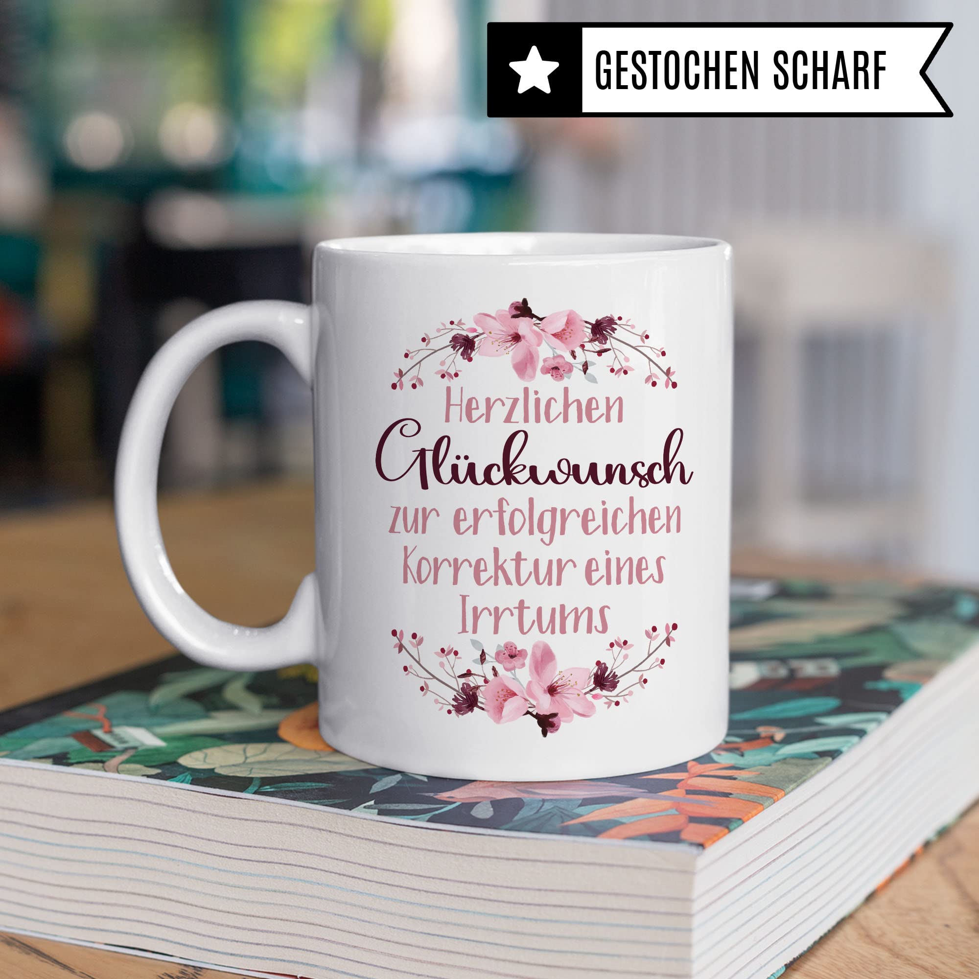 Scheidung Tasse, Herzlichen Glückwunsch zur erfolgreichen Korrektur eines Irrtums, Scheidung Trennung Spruch lustig Motiv Geschenkidee Kaffeetasse divorce Kaffee-Becher