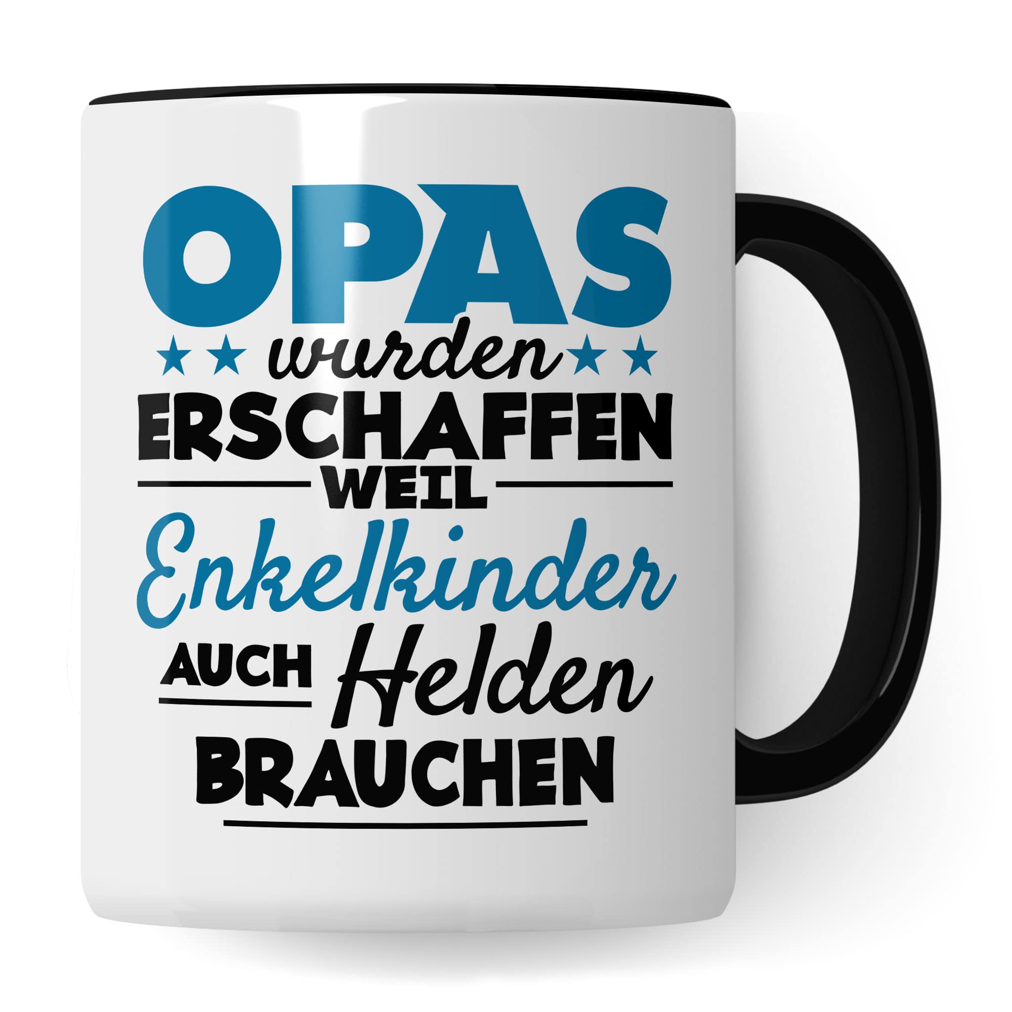 Opa Tasse - Opas wurden erschaffen weil Enkel-Kinder auch Helden brauchen - Geschenk Großvater Enkelkinder schöner Spruch Geschenkidee Enkel Kaffee-Becher