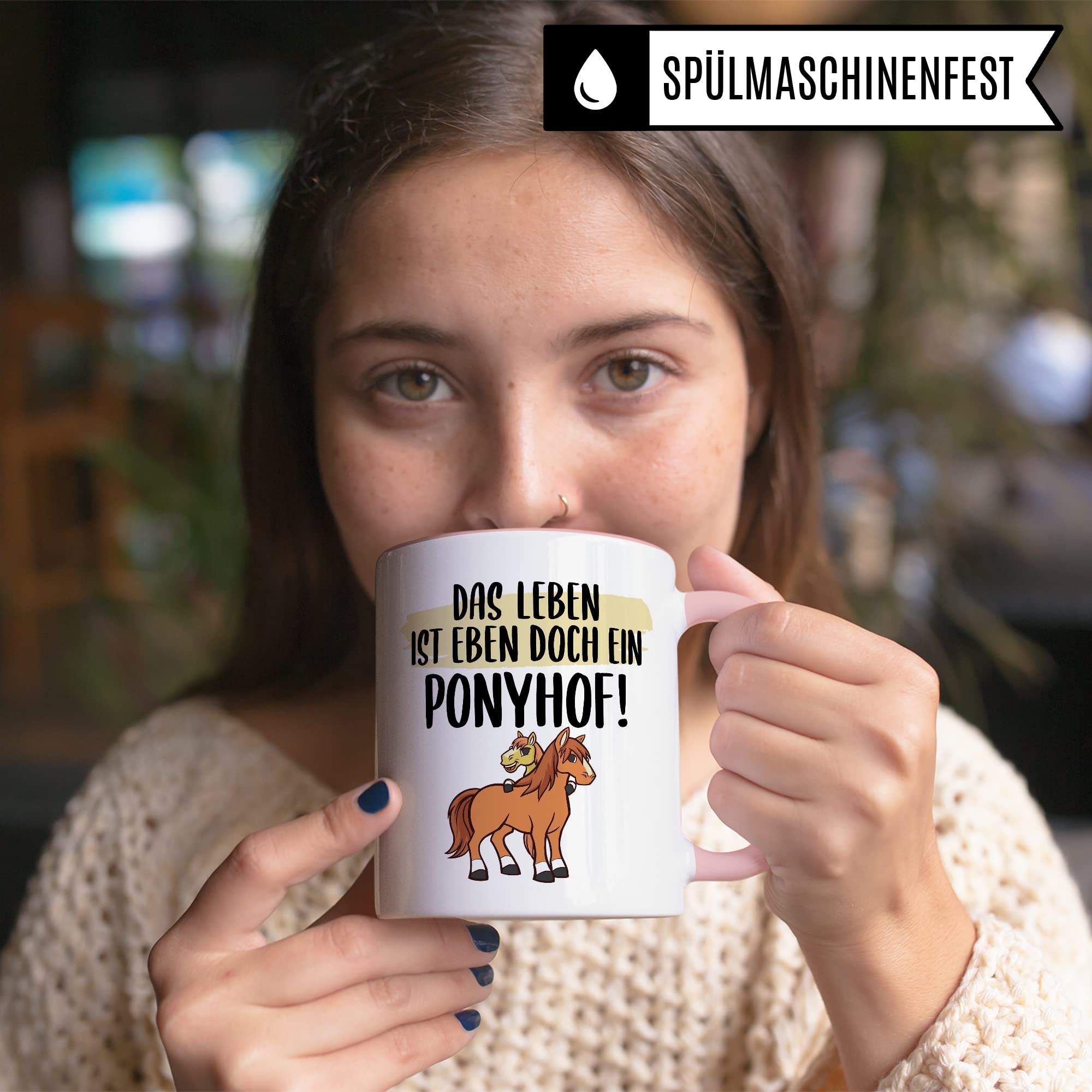 Das Leben ist ein Ponyhof Tasse Pferd Pferde Kaffeetasse Reiterin Kaffee-Becher Reiten beste Freundin Vierbeiner Teetasse Pferdemädchen Mädchen Pferdeliebhaber Geschenk Geschenkidee Stall Reiter