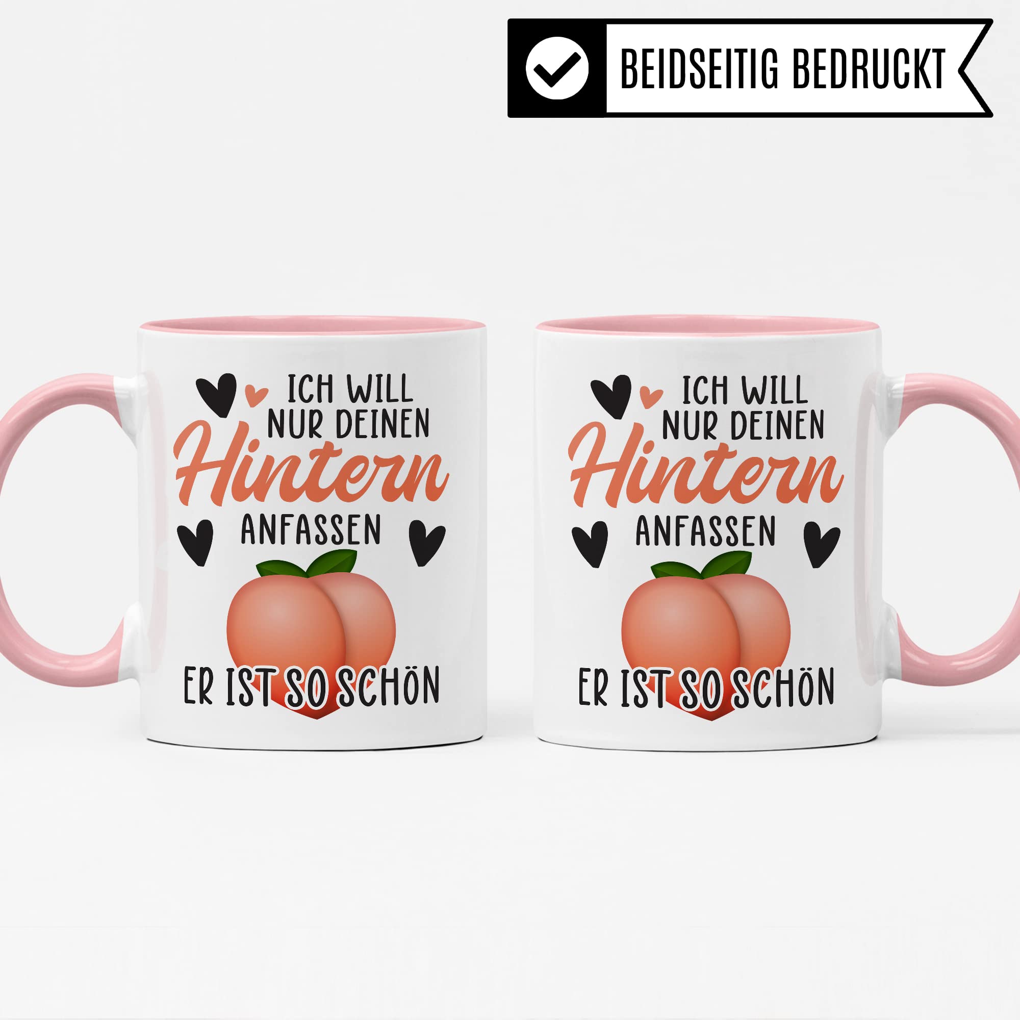 Hintern Tasse Freundin Geschenk Kaffeetasse Freund Popo Kaffee-Becher lustiges Geschenk Beziehung Geschenkidee Humor Ich will deinen Hintern anfassen Spruch Zeichnung