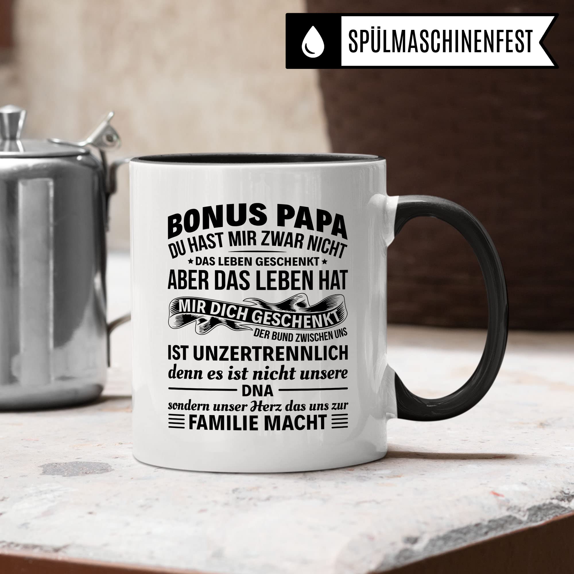 Stiefpapa Tasse Geschenkidee Papa Kaffeetasse Geschenk für Stiefvater Kaffeebecher Bonuspapa Becher