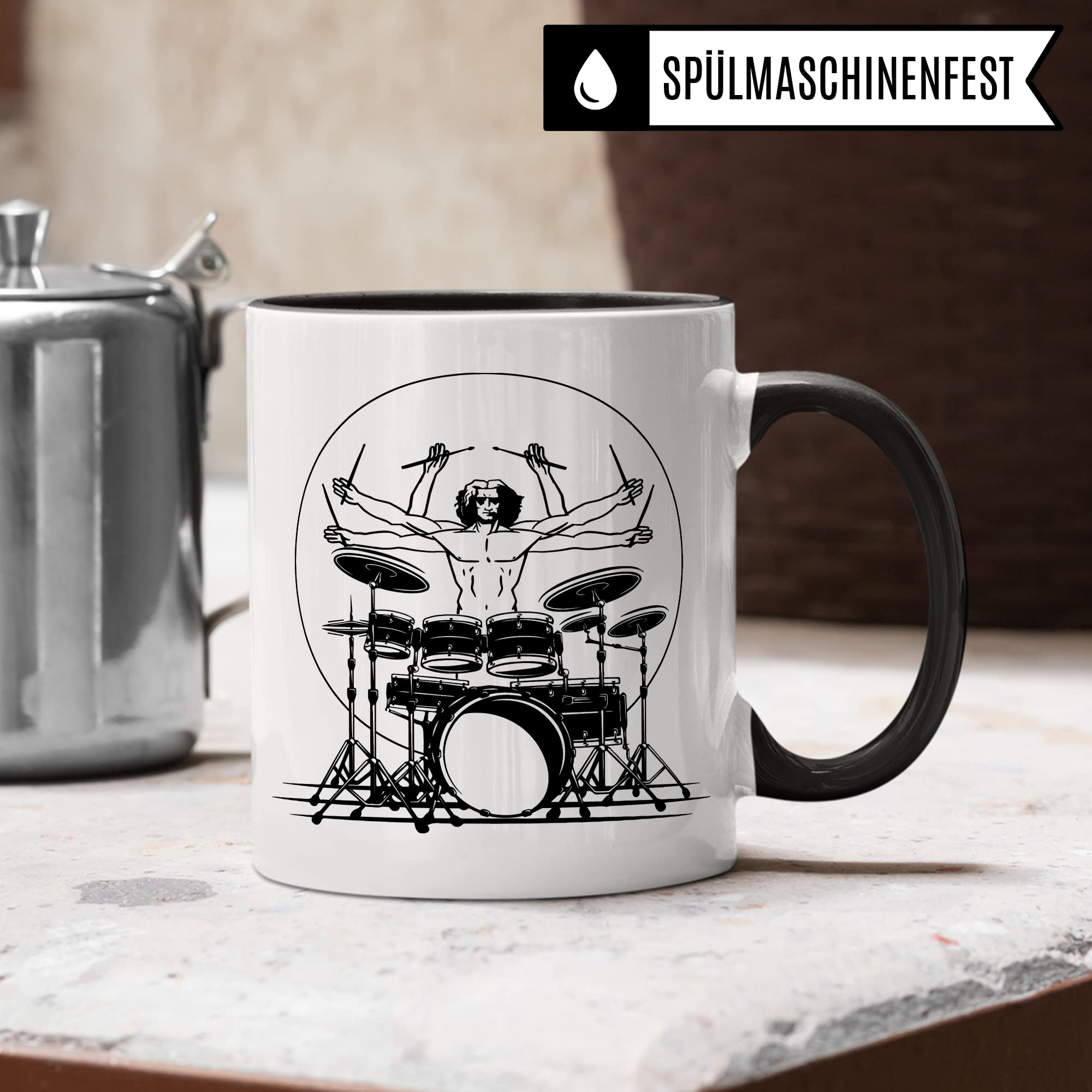 Schlagzeuger Tasse Schlagzeug Geschenk-Idee Kaffeetasse Humor Witz Geschenk für Schlagzeugspieler Drummer Kaffeebecher Schlagzeug Becher