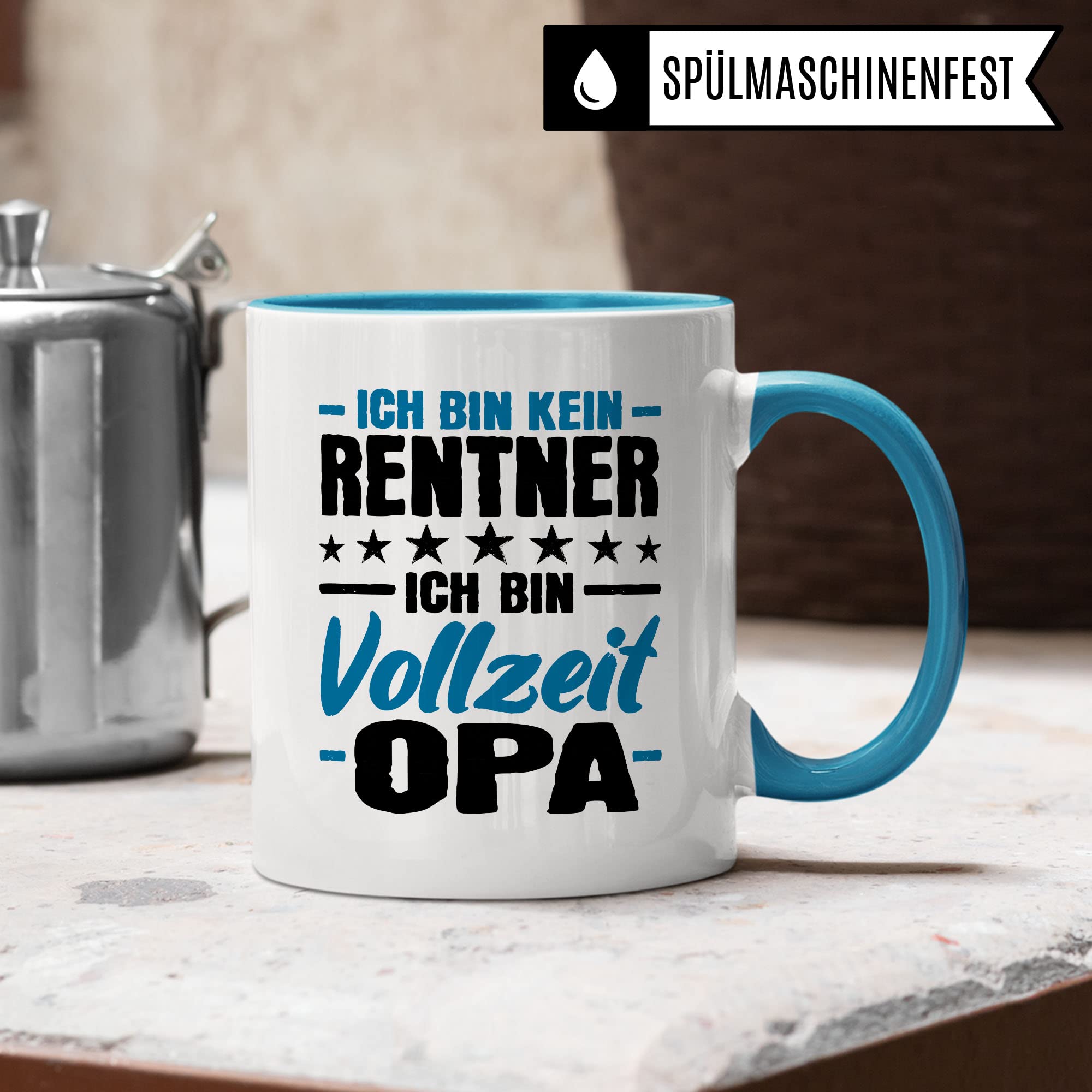 Opa Tasse Geschenk, Ich bin kein Rentner - Ich bin Vollzeit Opa Geschenkidee Renteneintritt Pensionierer Kaffee-Becher Kaffeetasse mit Spruch lustig Teetasse Ruhestand Großvater