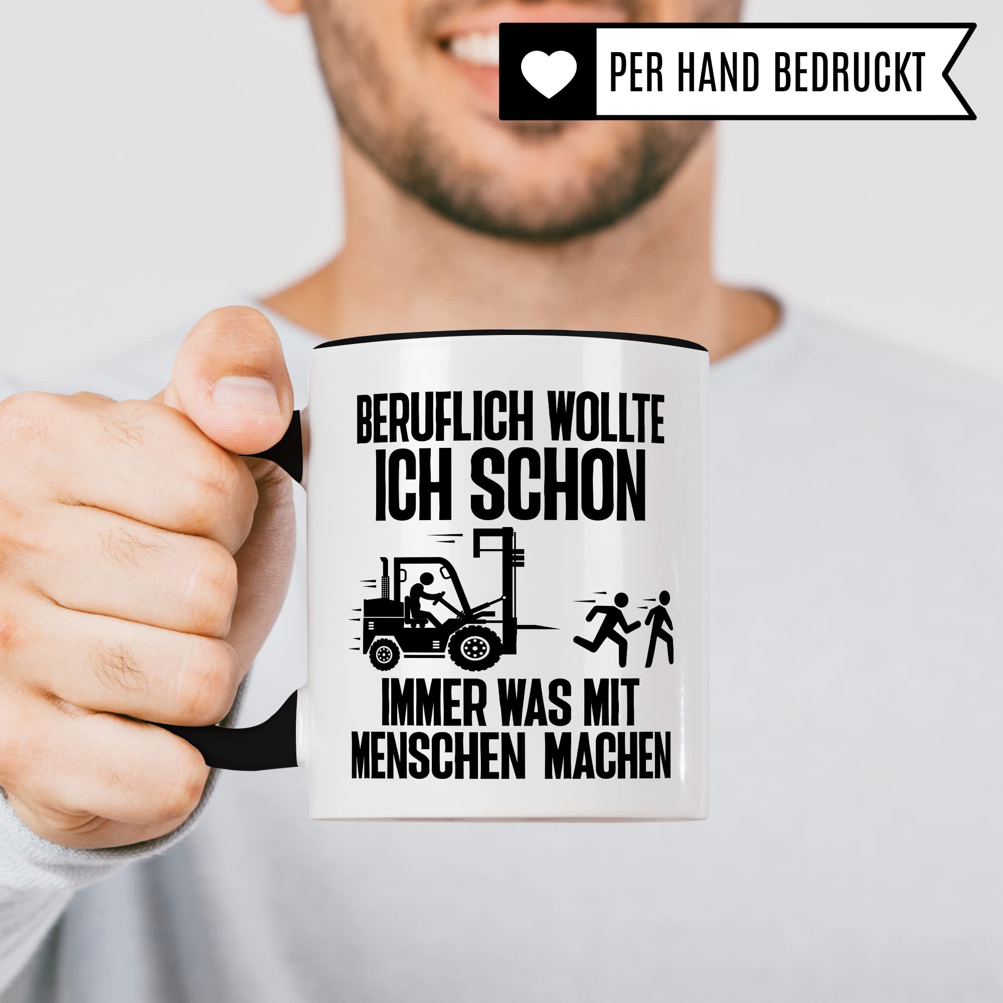 Lagerist Tasse mit Spruch lustig Staplerfahrer Geschenk Gabelstapler-Fahrer Kaffee-Becher böser Humor Kaffeebecher Lagerarbeiter Lagerlogistiker Geschenkidee