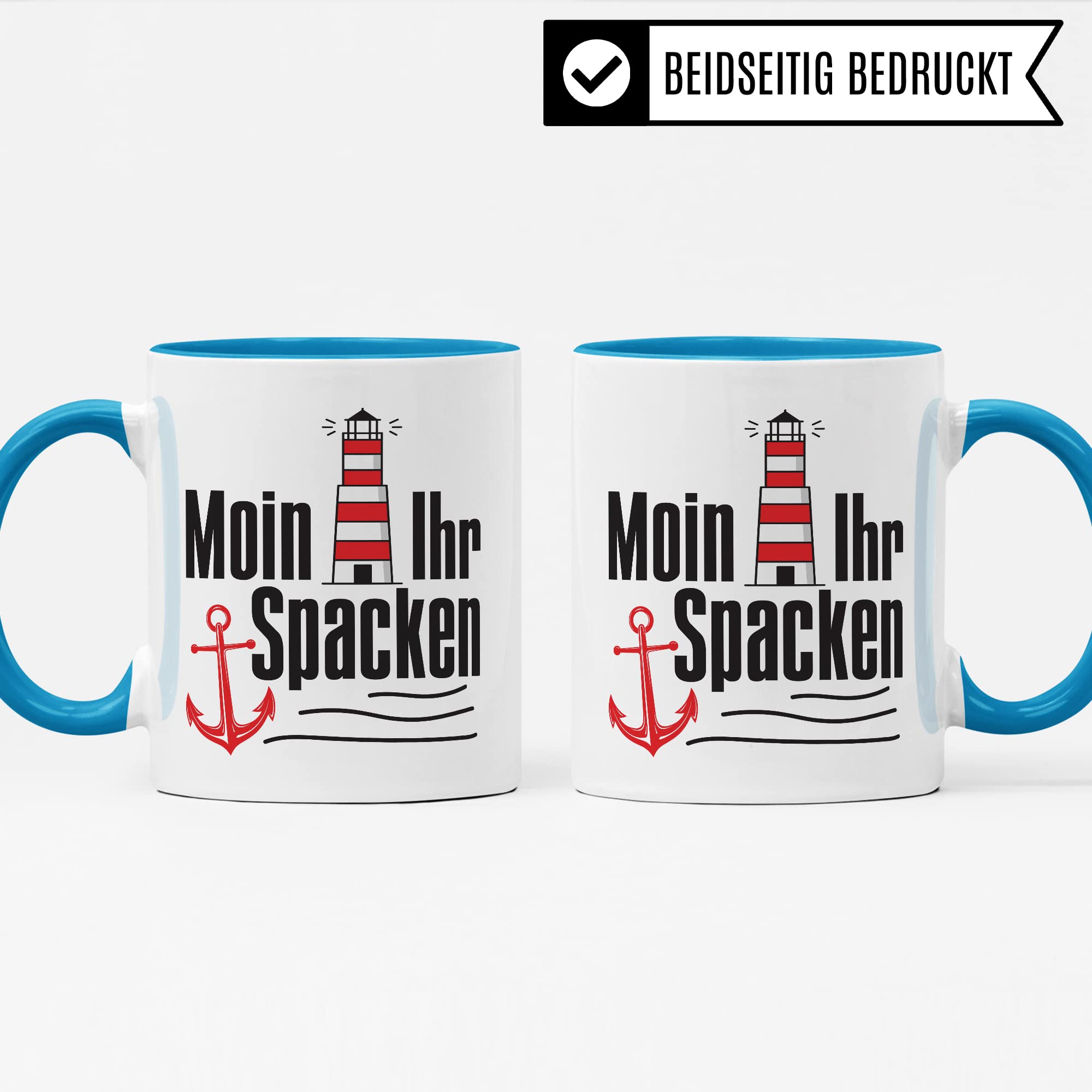 Moin ihr Spacken Tasse Kaffee-Tasse Geschenkidee für Norddeutsche Norddeutschland Meer Nordsee Ostsee Kaffeebecher