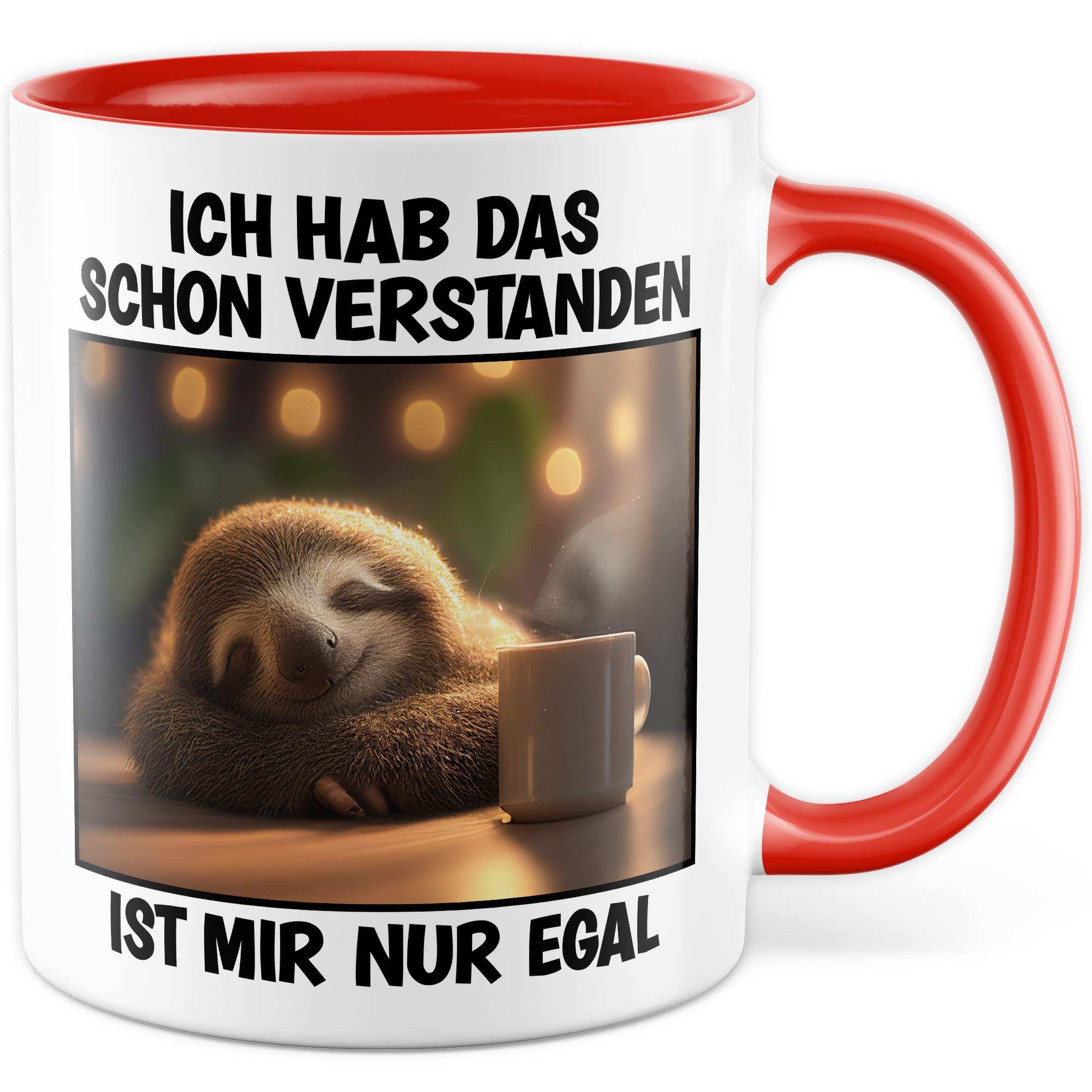 Faultier Tasse Ist mir Egal Geschenk Humor Kaffeetasse mit lustigen Spruch Büro Kaffeebecher Kollegin Geschenkidee Optimisten Teetasse