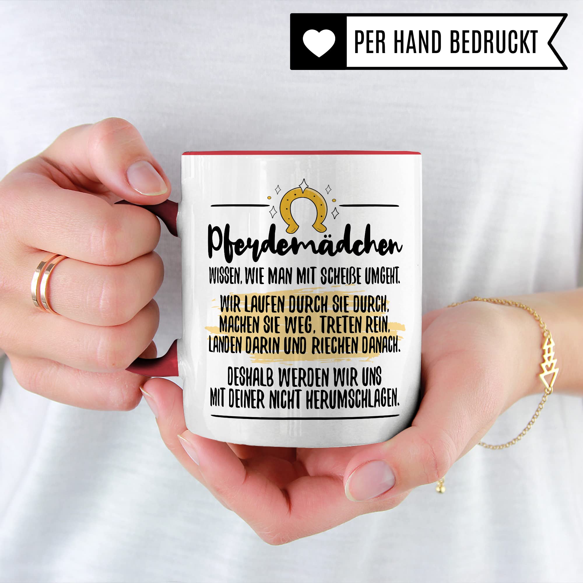 Tasse Pferdemädchen Pferd Pferde Kaffeetasse Reiterin Kaffee-Becher Reiten Teetasse Stallmädchen Pferdeliebhaber Geschenk Geschenkidee Stall Reiter Scheiße umgehen herumschlagen