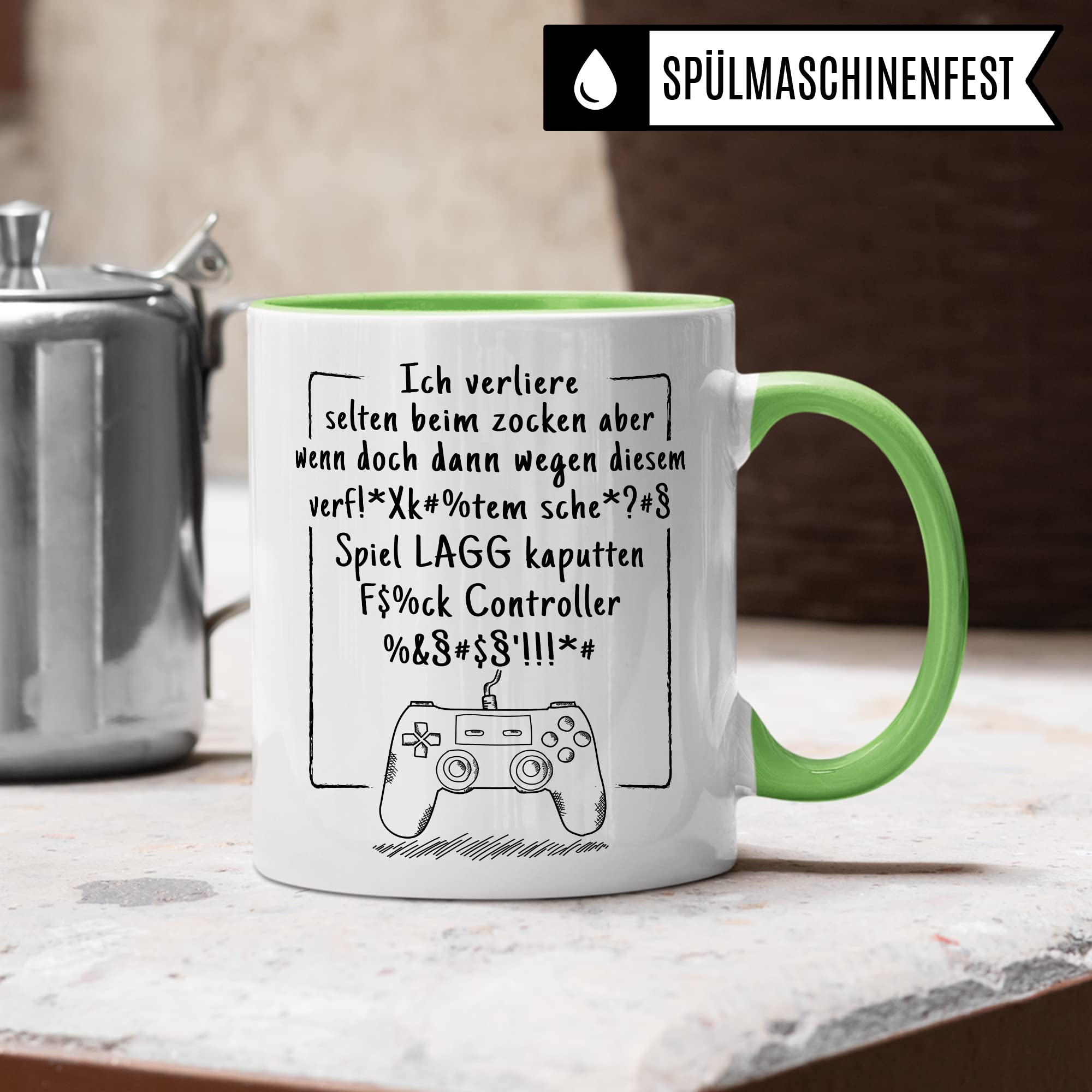 Tasse Gamer Witz lustiger Gaming Kaffee-Becher Zocker Kaffeetasse Controller Spruch Teetasse Nerd Geschenkidee Computer-Spiele Geschenk