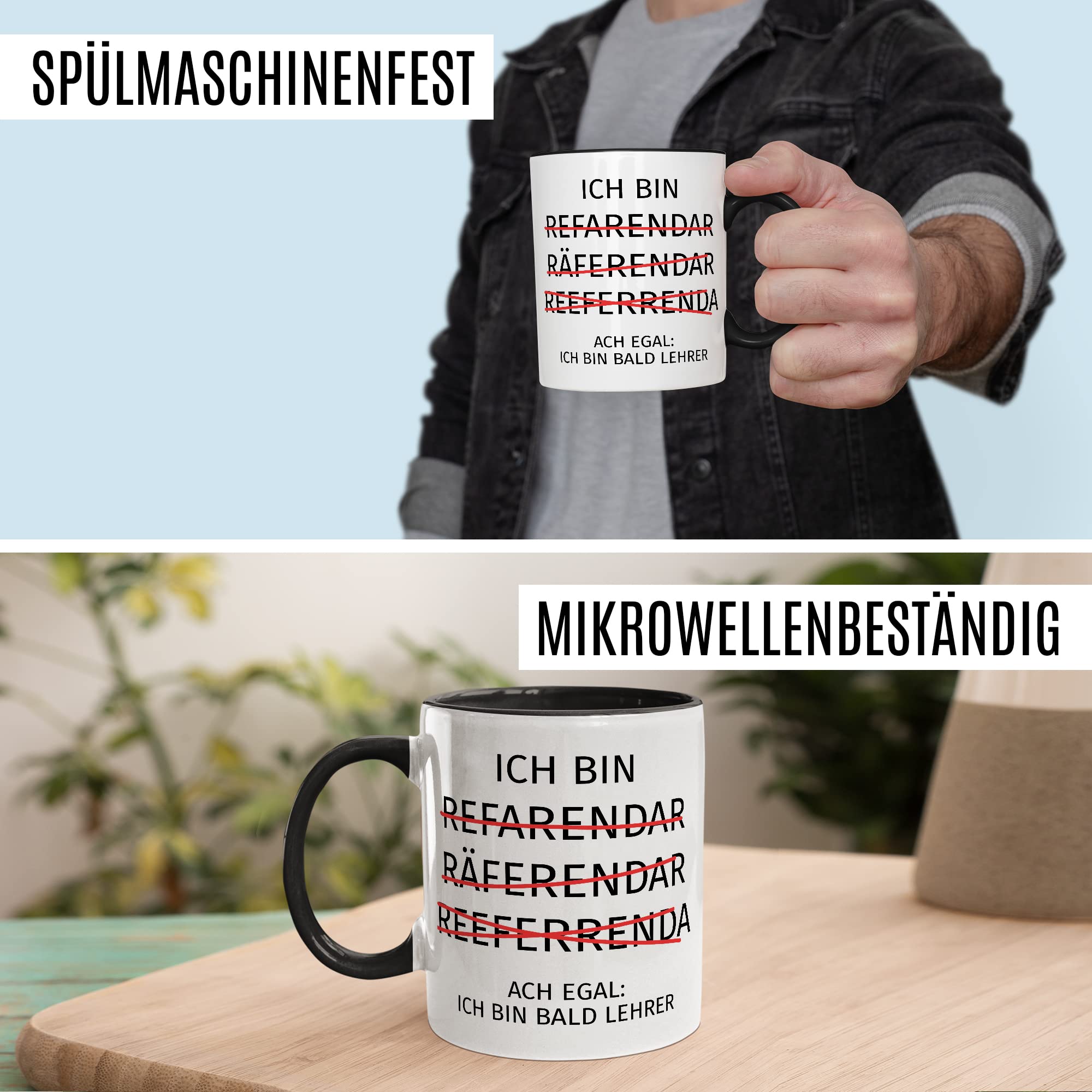 Referendariat Tasse Geschenkidee Humor Witz Kaffeetasse Geschenk für Referendar Referendarin Kaffeebecher Lehrer Becher