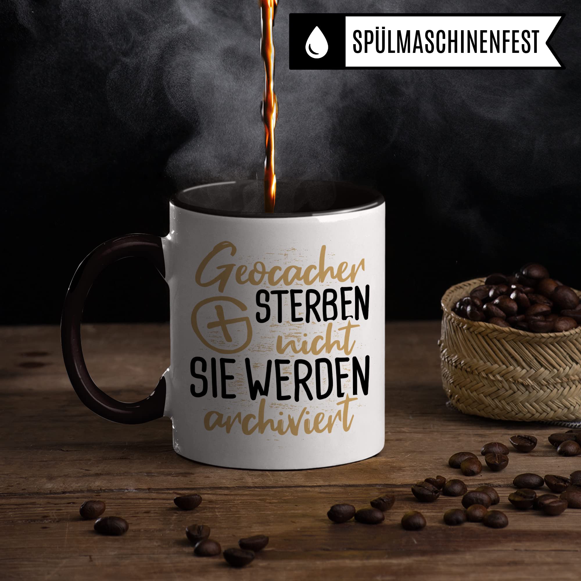 Geocaching Tasse, Geocacher Geschenk Cacher Becher Kaffeetasse Humor Witz Geschenkidee für Geocaches Gps Kaffeebecher