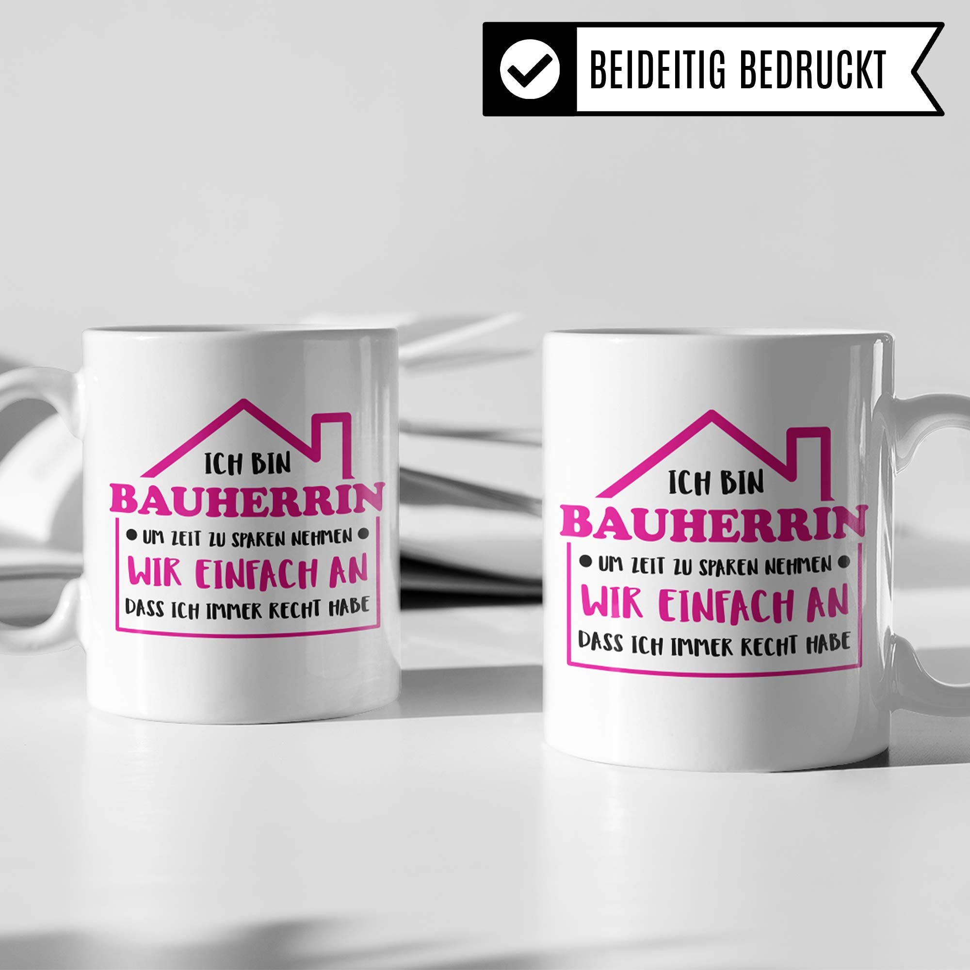 Pagma Druck Bauherrin Tasse, Geschenke zum Richtfest, Hausbau Richtfest Geschenkideen, Bauherrin Bauherr Hausbau Einweihung Becher, Einweihungsfeier Eigenheim Mitbringsel Kaffeetasse