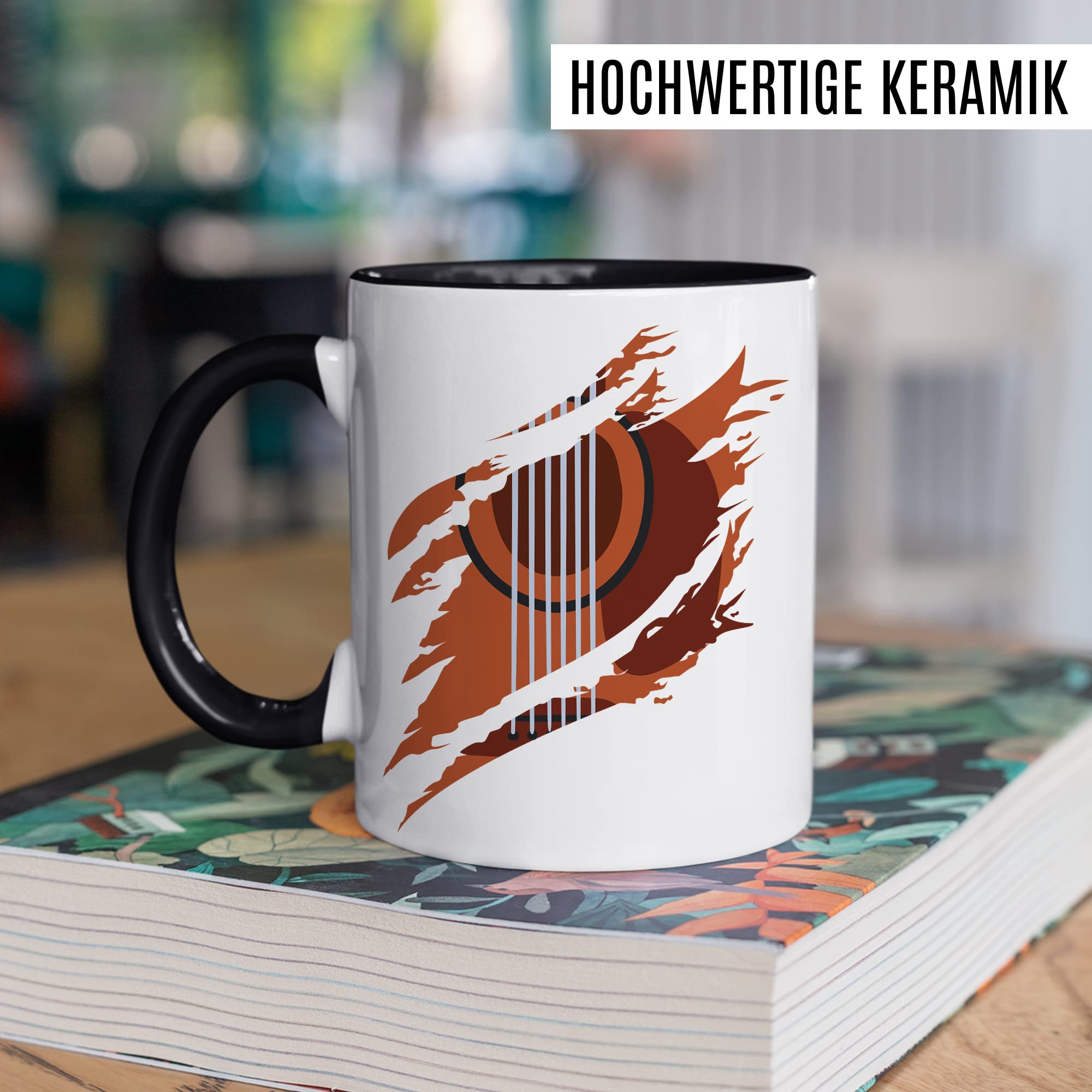 Gitarre Tasse Geschenk Gitarre-Motiv Geschenkidee Gitarrist Kaffee-Becher Kaffeetasse Gitarristin Teetasse Musiker Instrument Akustikgitarre E-Gitarre