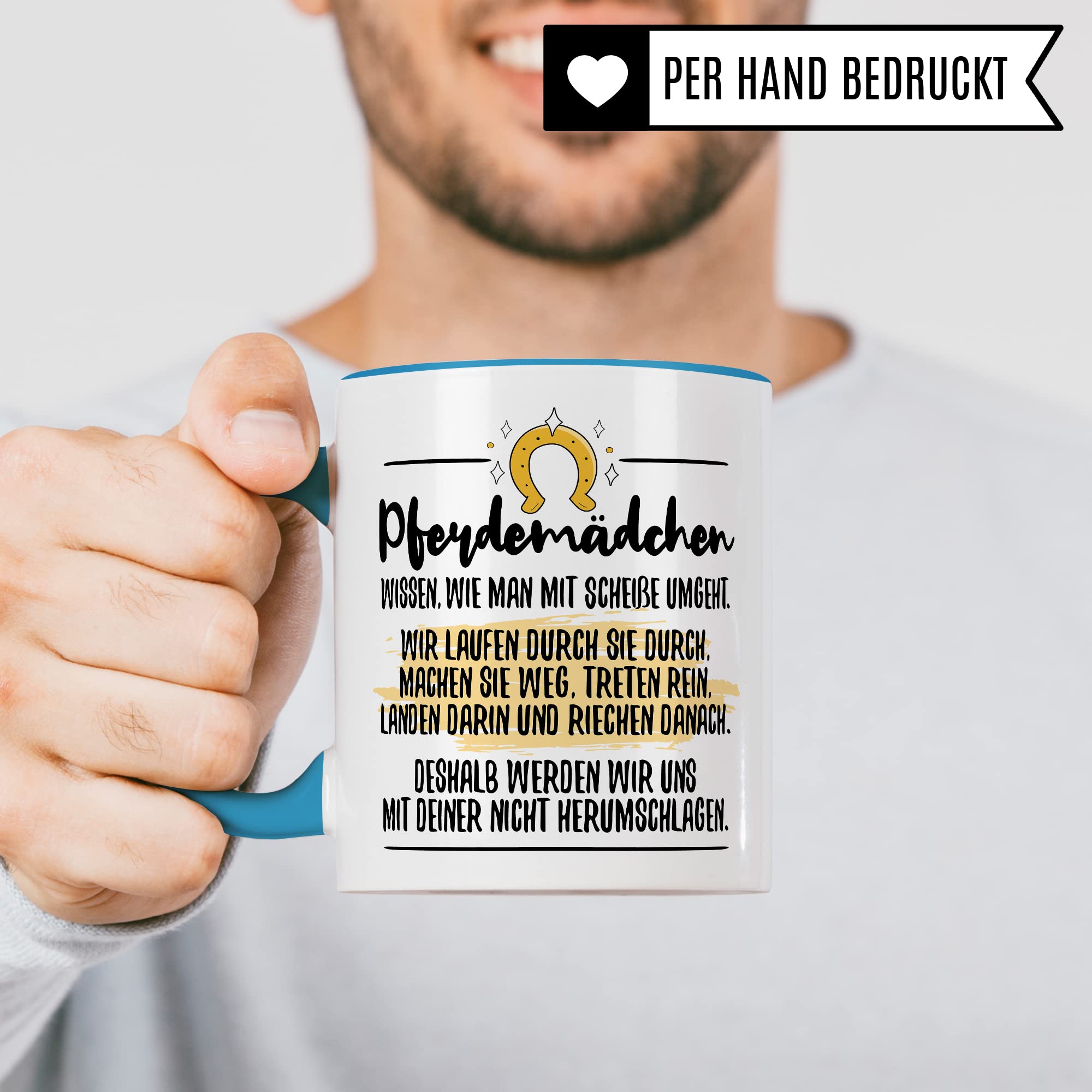 Tasse Pferdemädchen Pferd Pferde Kaffeetasse Reiterin Kaffee-Becher Reiten Teetasse Stallmädchen Pferdeliebhaber Geschenk Geschenkidee Stall Reiter Scheiße umgehen herumschlagen