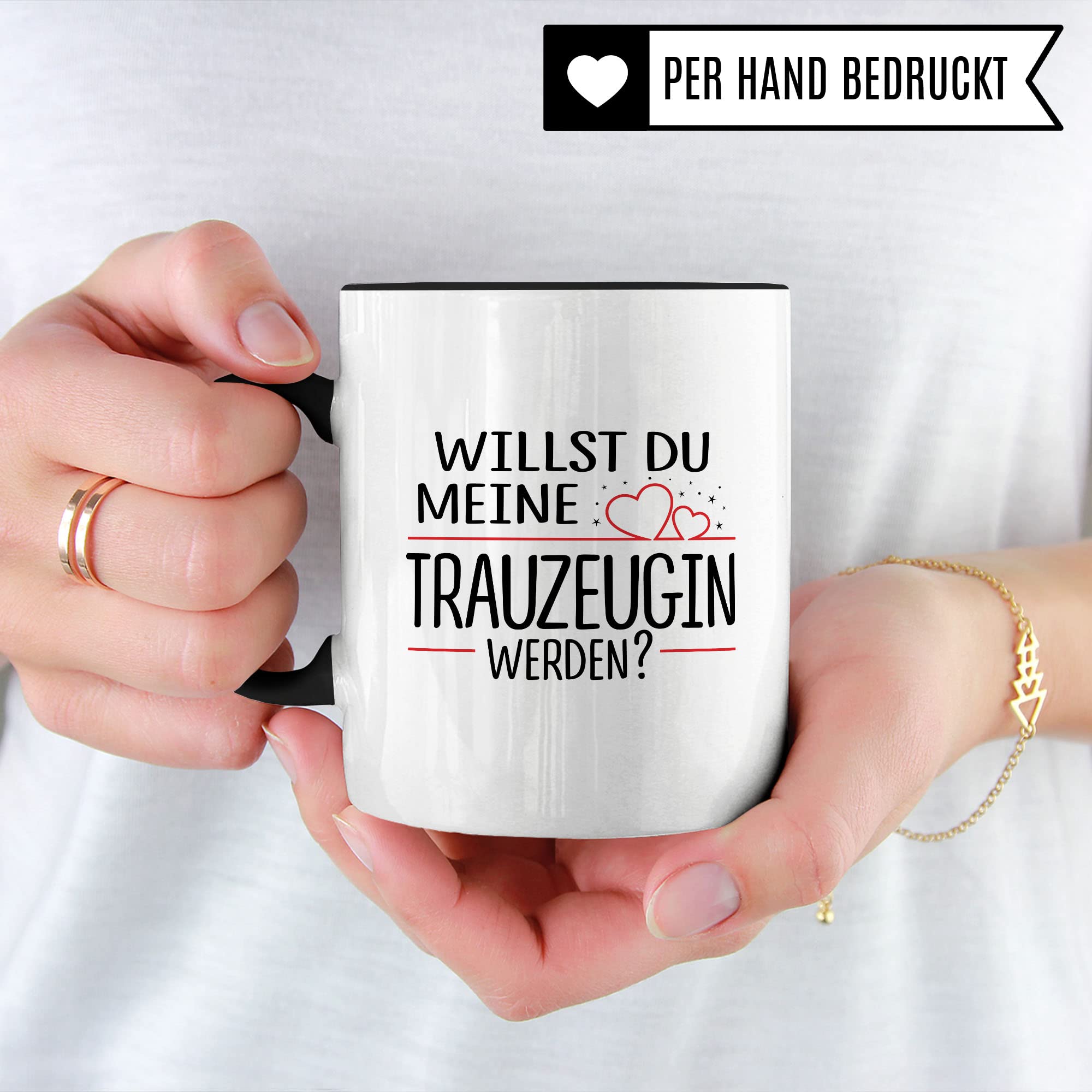 Trauzeugin fragen Tasse Willst du meine Trauzeugin werden? Geschenk Trauzeugin süßes Motiv schöne Geschenkidee Kaffeetasse Teebecher Hochzeit