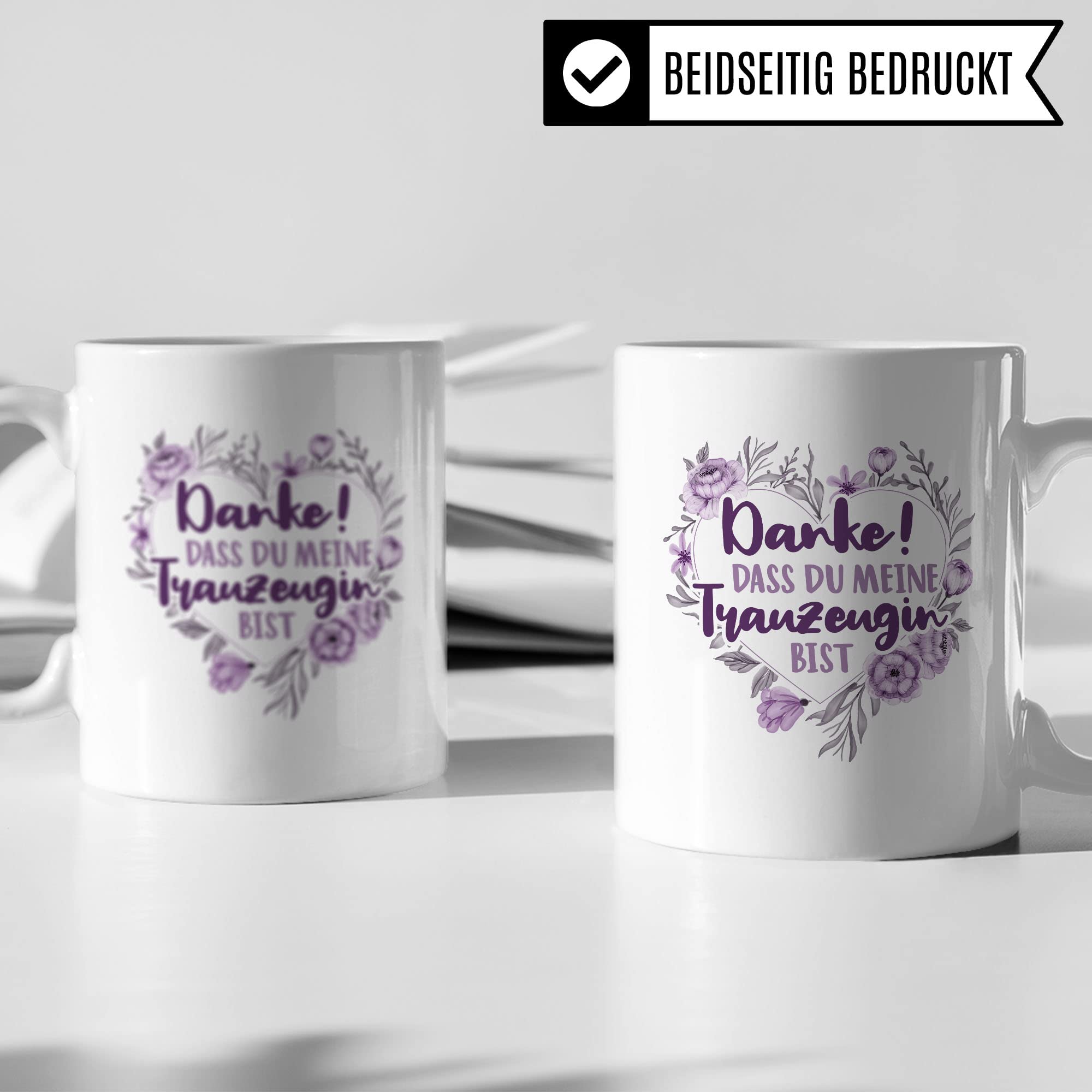 Trauzeugin Tasse DANKE! Dass du meine Trauzeugin bist Spruch Geschenk Trauzeugin süßes Motiv schöne Geschenkidee Kaffeetasse Teebecher Hochzeit Dankesgeschenk