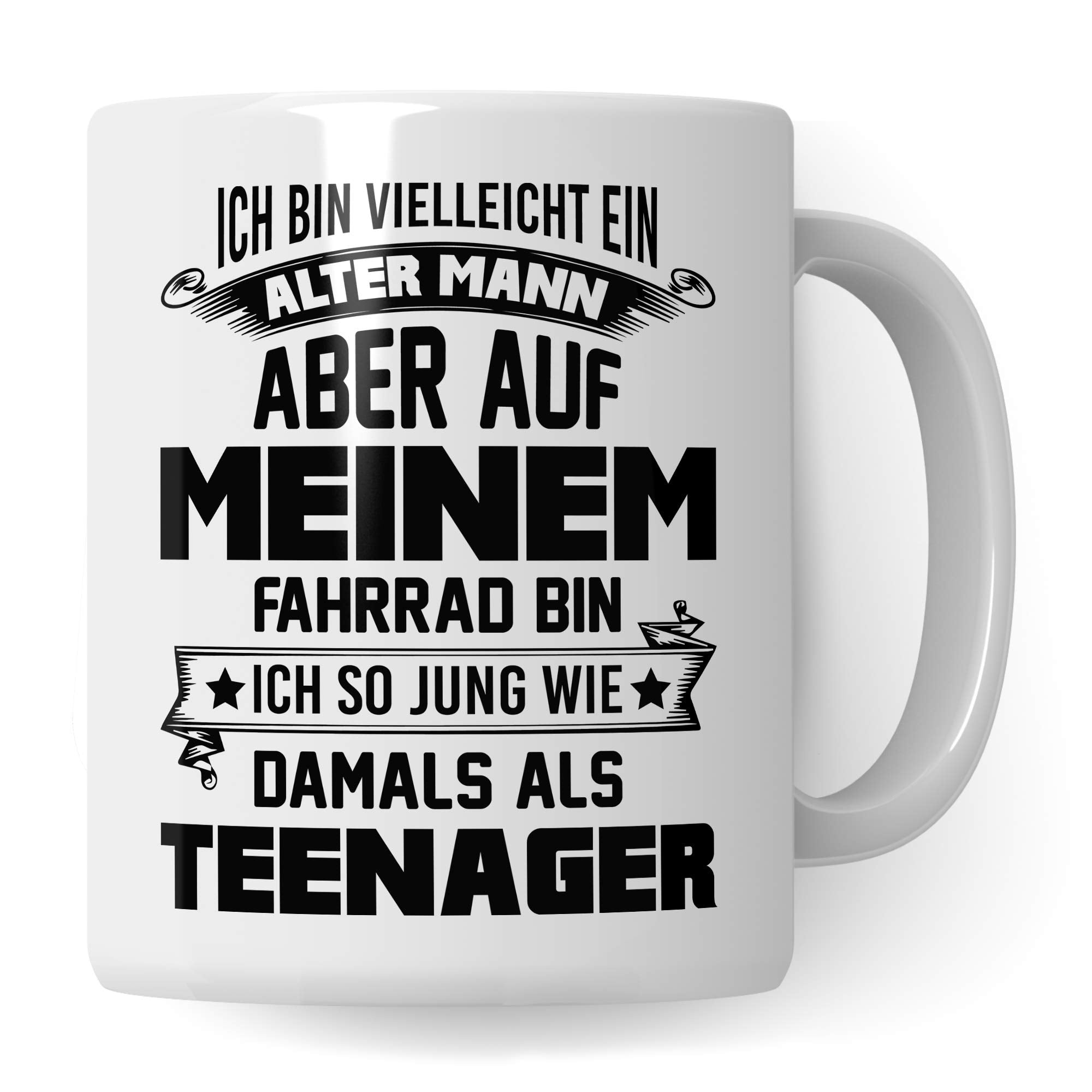 Pagma Druck Fahrrad Tasse, Geschenk Fahrrad, Becher Fahrradmotiv Fahrradfahrer, Rennrad Geschenkideen Kaffeebecher, Radfahren Radfahrer Rennradfahrer Opa Alter Mann Rentner Großvater Kaffeetasse