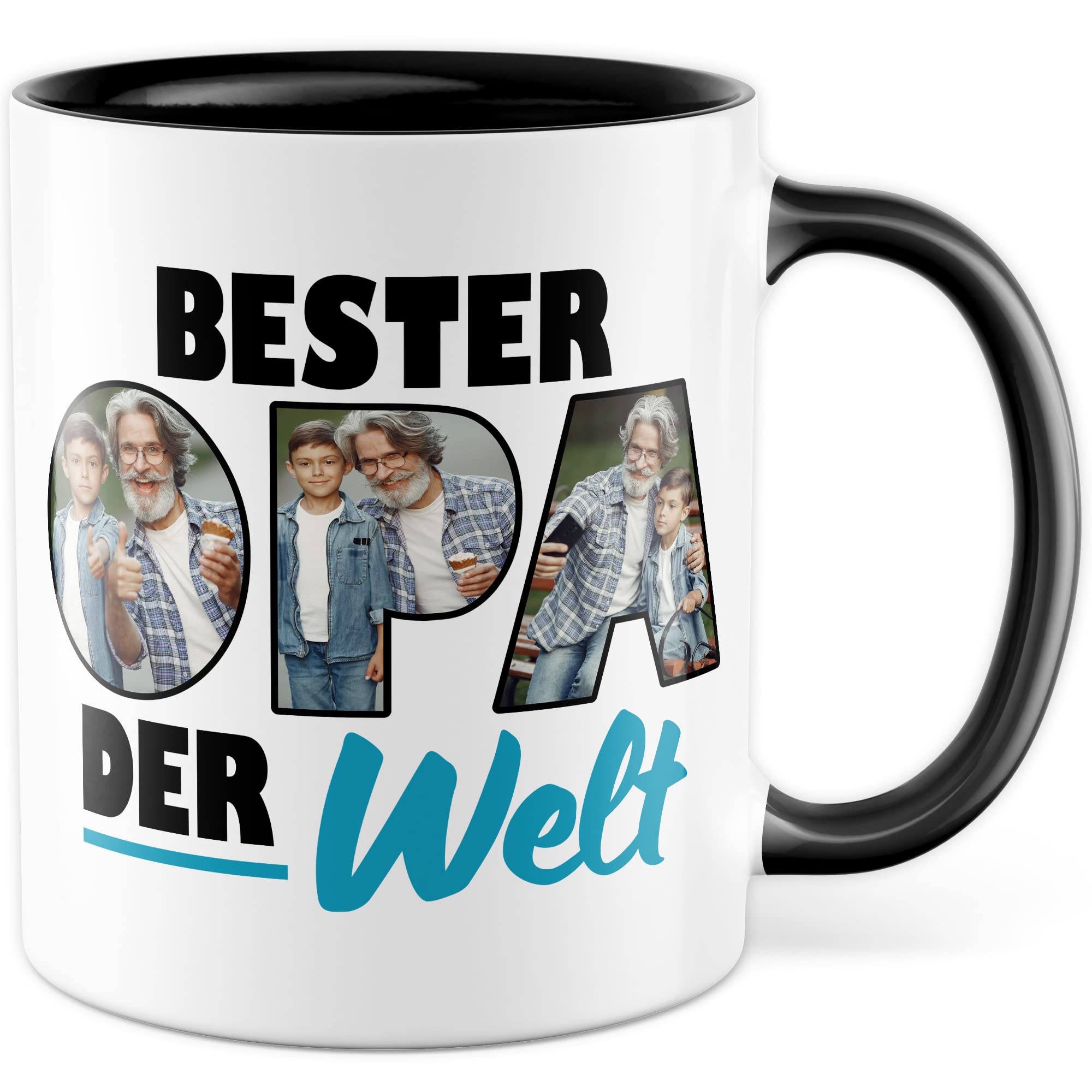 Opa Tasse personalisierbar mit Bild, Bester Opa der Welt, Geschenk personalisiert Großvater Spruch Enkelkinder schöner Spruch Geschenkidee Kaffeetasse Enkel