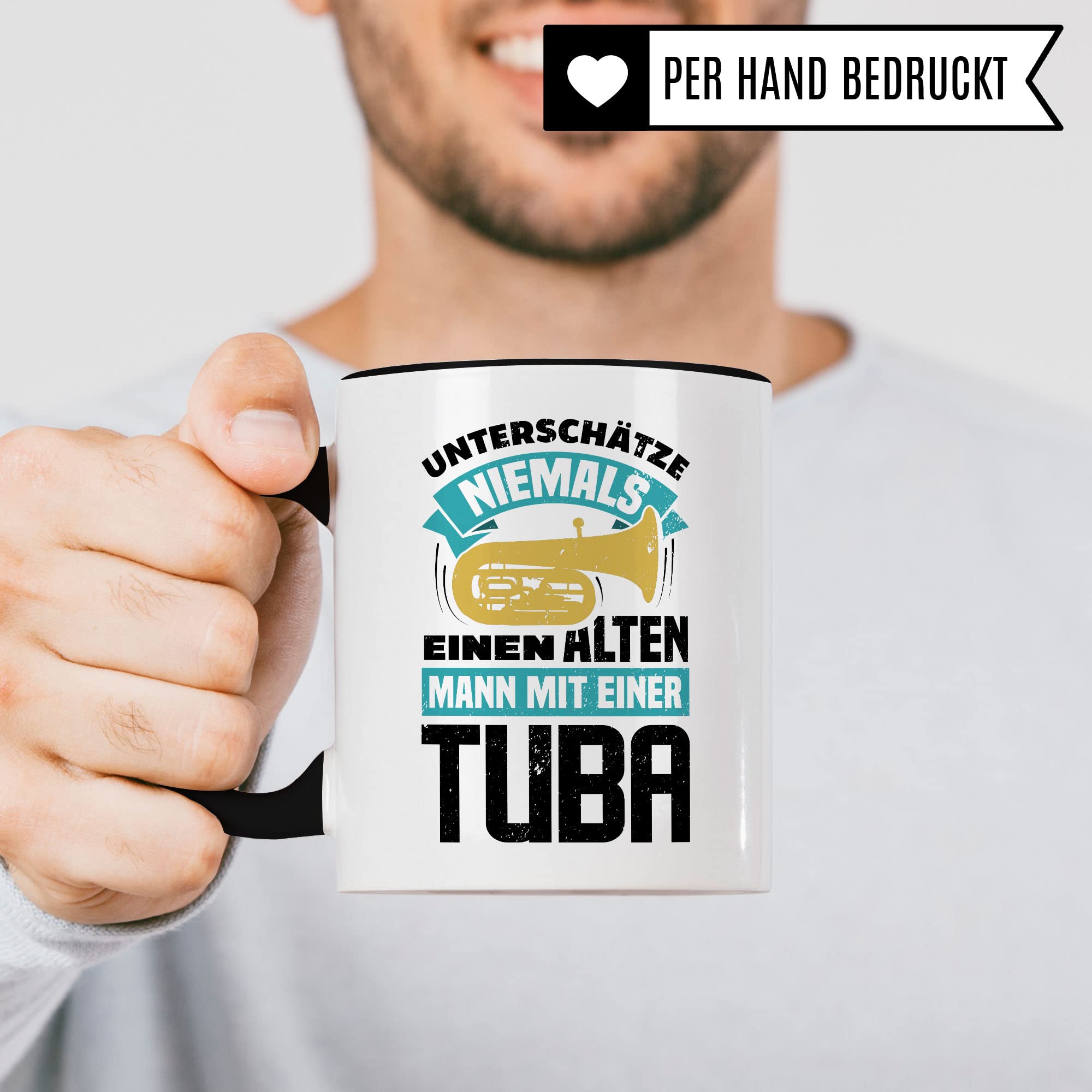 Tuba Tasse Geschenkidee Alter Mann Kaffeetasse Humor Witz Geschenk für Tubaspieler Kaffeebecher Bigband Becher