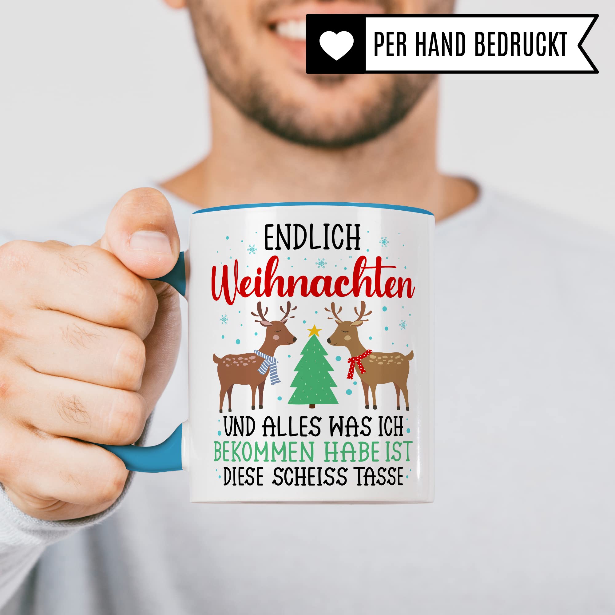 Weihnachten Tasse Geschenk Kaffeetasse Geschenkidee Humor Weihnachtstasse Sarkasmus Kaffee-Becher witziger Geschenkartikel Endlich Weihnachten alles was ich bekomm ist diese scheiß Tasse Spruch