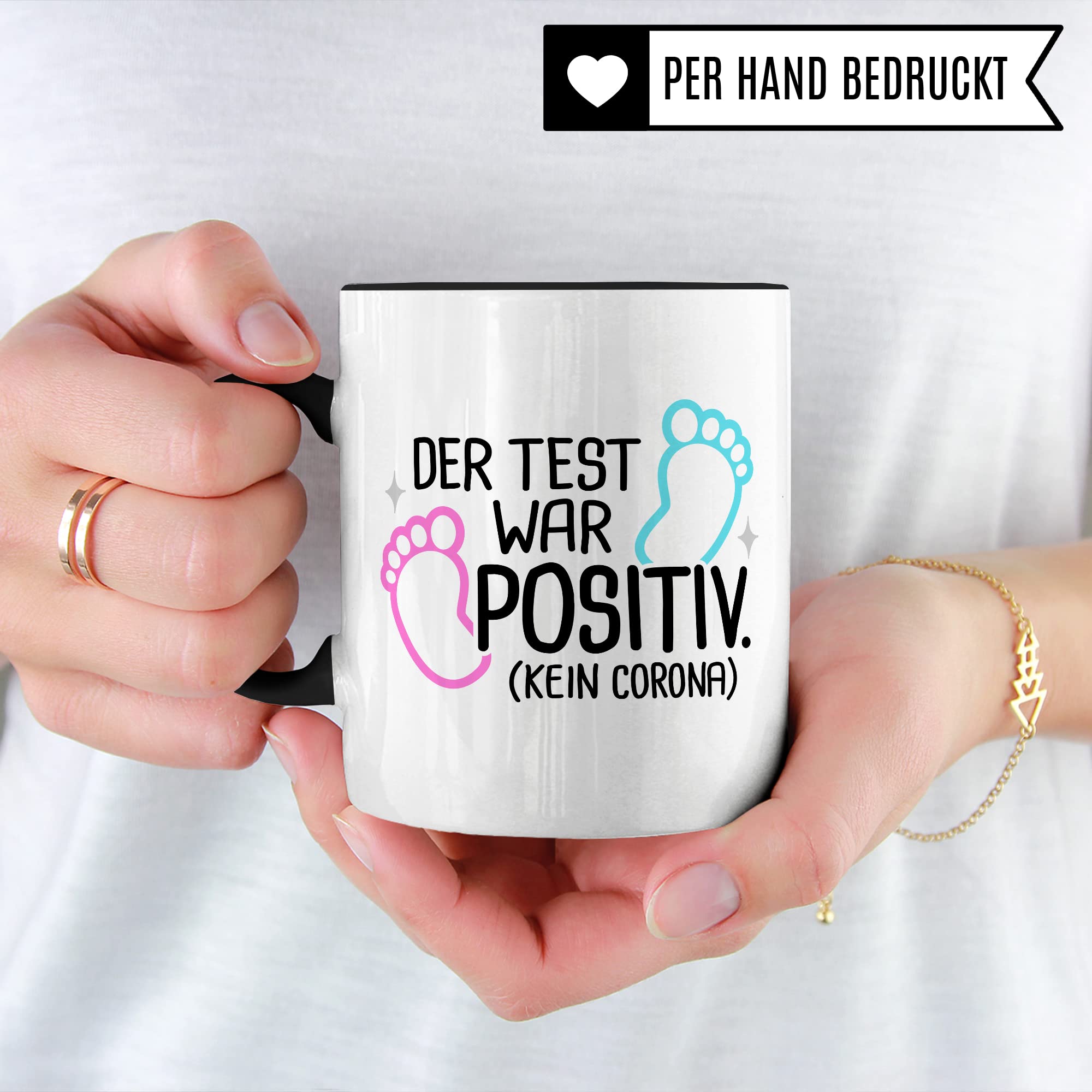 Schwangerschaft Tasse, Der Test war positiv, werdende Mama Geschenk Schwanger Freundin Papa Vater Geschenke für Opa Opa Schwester Bruder schöner Spruch Kaffee-Becher