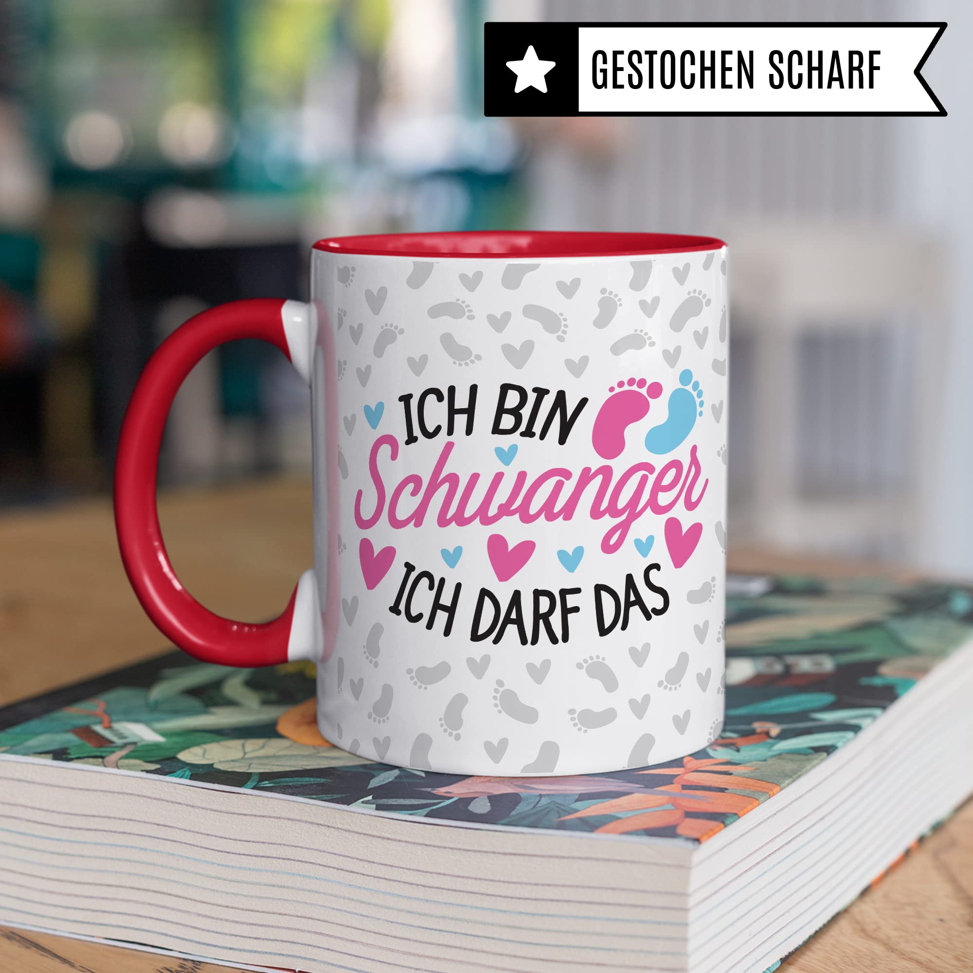 Schwangerschaft Tasse - Ich bin Schwanger Ich darf das - Geschenk für Schwangere schöner Spruch Geschenkidee werdende Mutter Kaffee-Becher