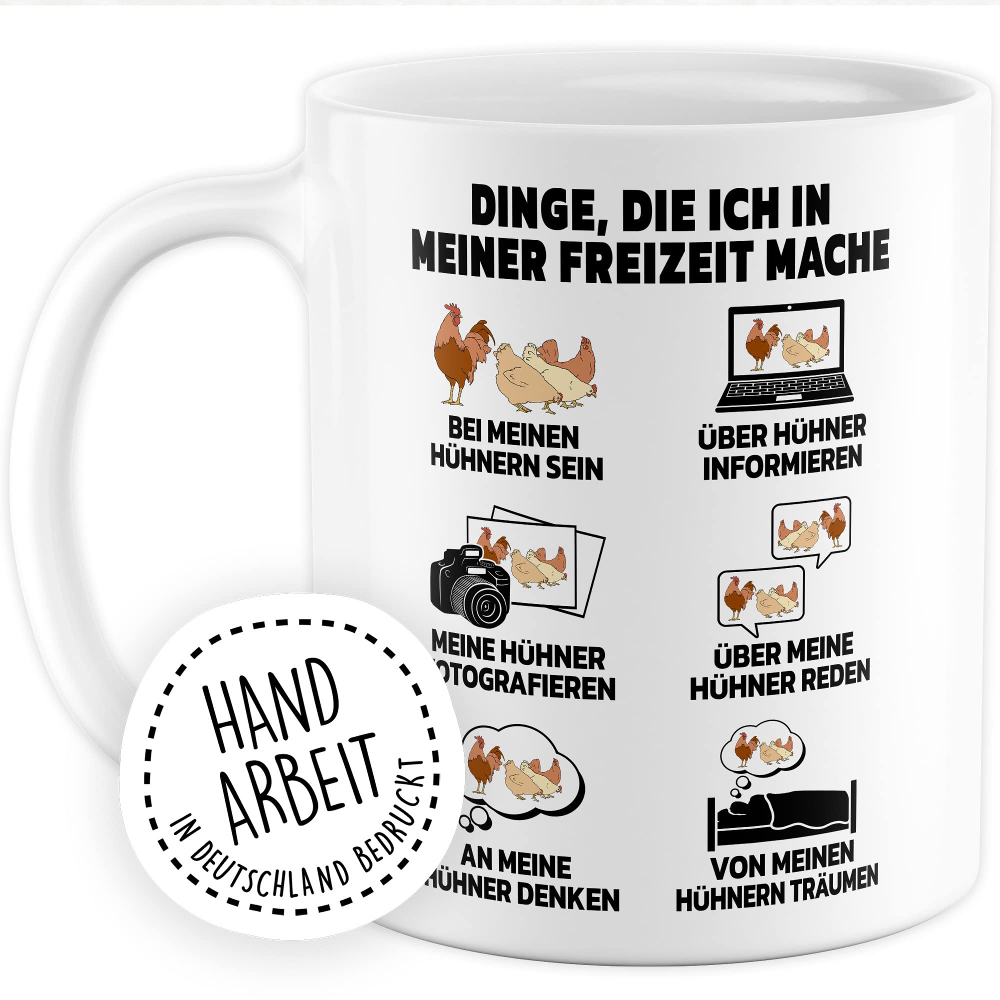 Hühner Tasse Henne Geschenkidee Kaffeetasse Huhn Geschenk für Hühner-Besitzer Kaffeebecher Hahn Becher