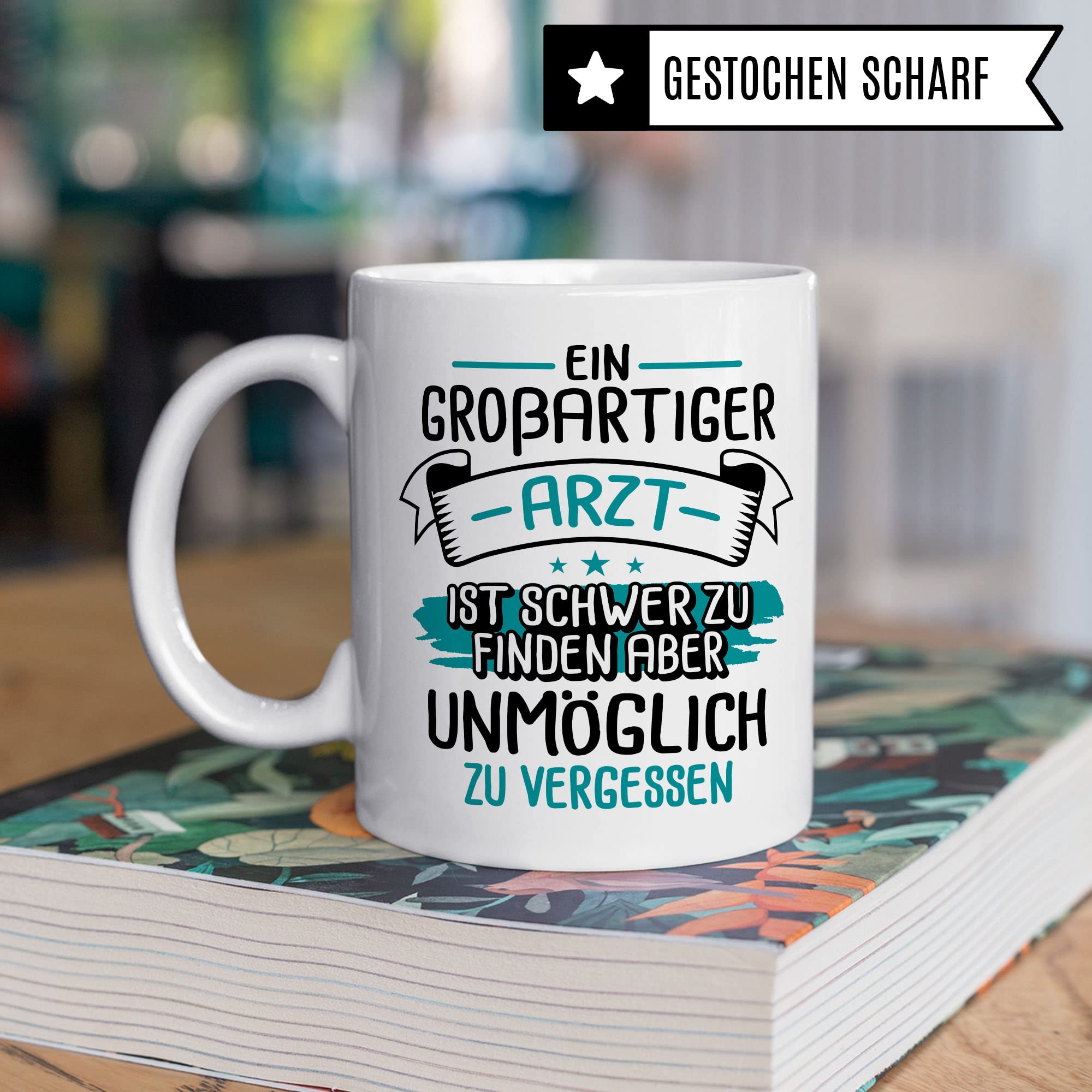 Arzt Tasse, Ein großartiger Arzt ist schwer zu finden aber unmöglich zu vergessen, Arzt Danke Geschenk, Dankeschön Tasse schöner Spruch Kaffeetasse Berufe Tasse