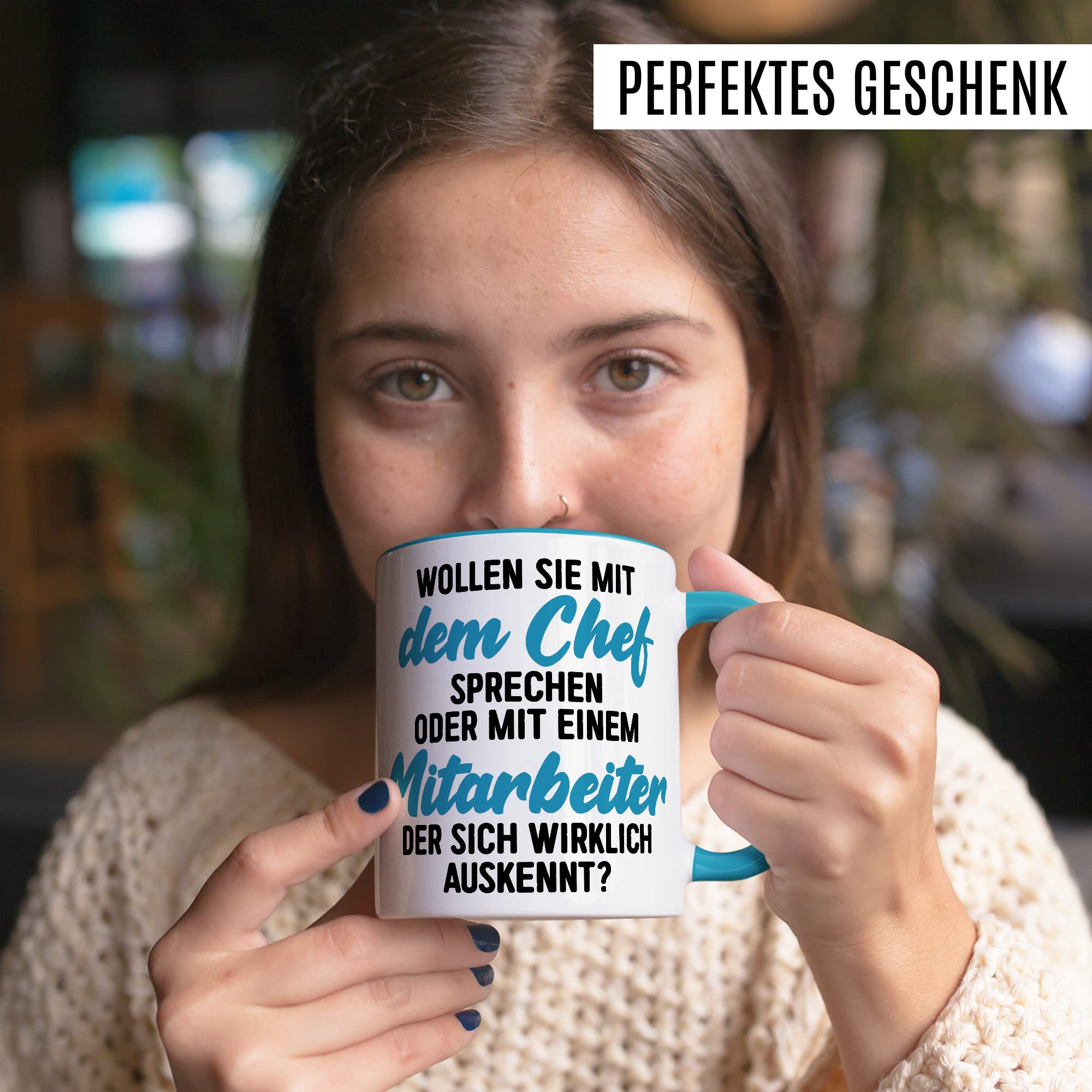 Tasse fürs Büro lustige Kaffeetasse mit Spruch Mitarbeiter Kaffee-Becher mit Humor Geschenk Kollegen Kollegin Geschenkidee Arbeit Schreibtisch Chef Boss Humor Teetasse