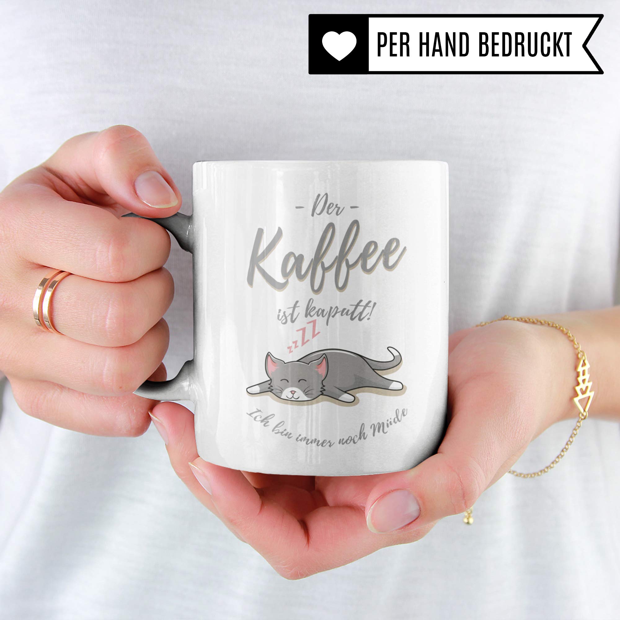 Tasse Kaffee Spruch, Geschenk Kaffeeliebhaber lustig: Der Kaffee ist kaputt! Ich Bin Immer noch müde, Geschenkidee Kaffeebecher Kaffeetrinker, Becher Motiv Coffeee Witz