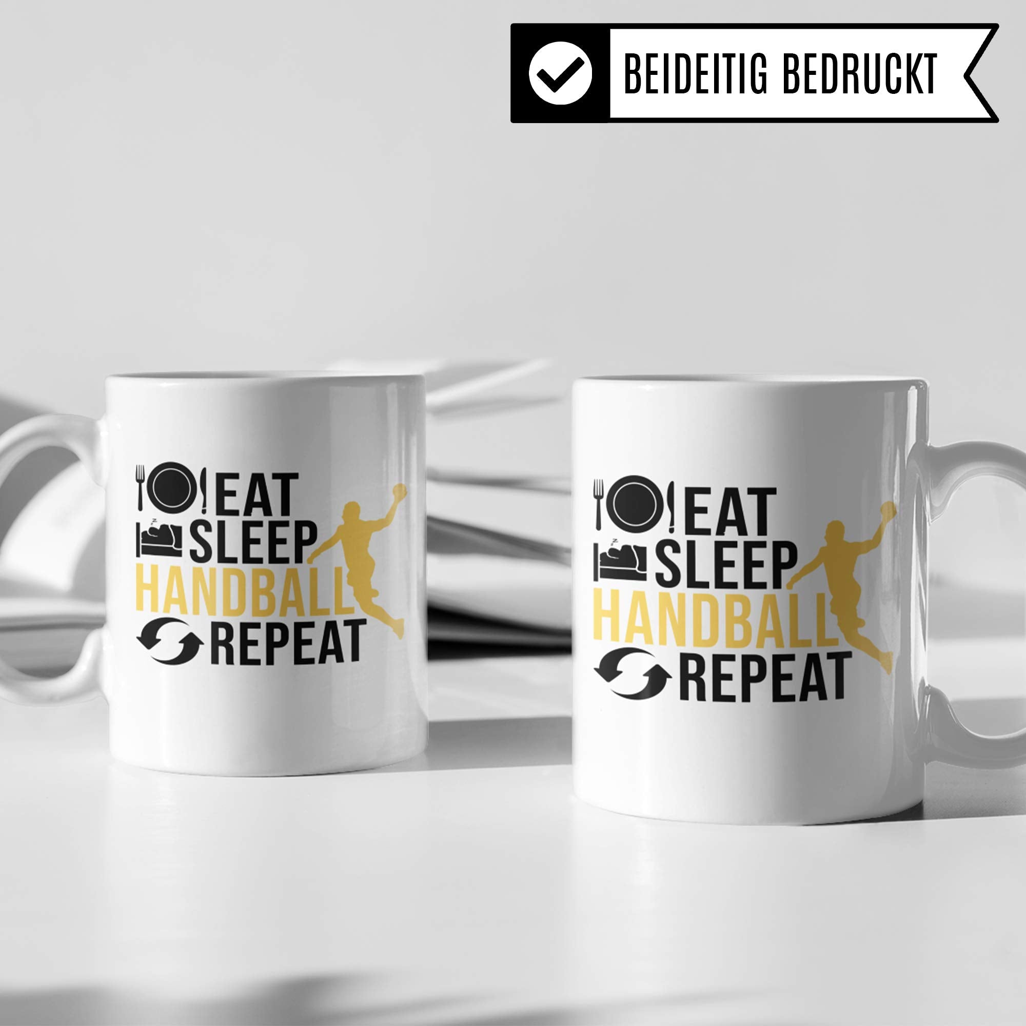 Pagma Druck Handball Geschenke für Männer, Jungen Handball Tasse, Eat Sleep Handball Repeat Becher Handballer Geschenkidee, Handballspieler Handballverein Handballmannschaft Spruch