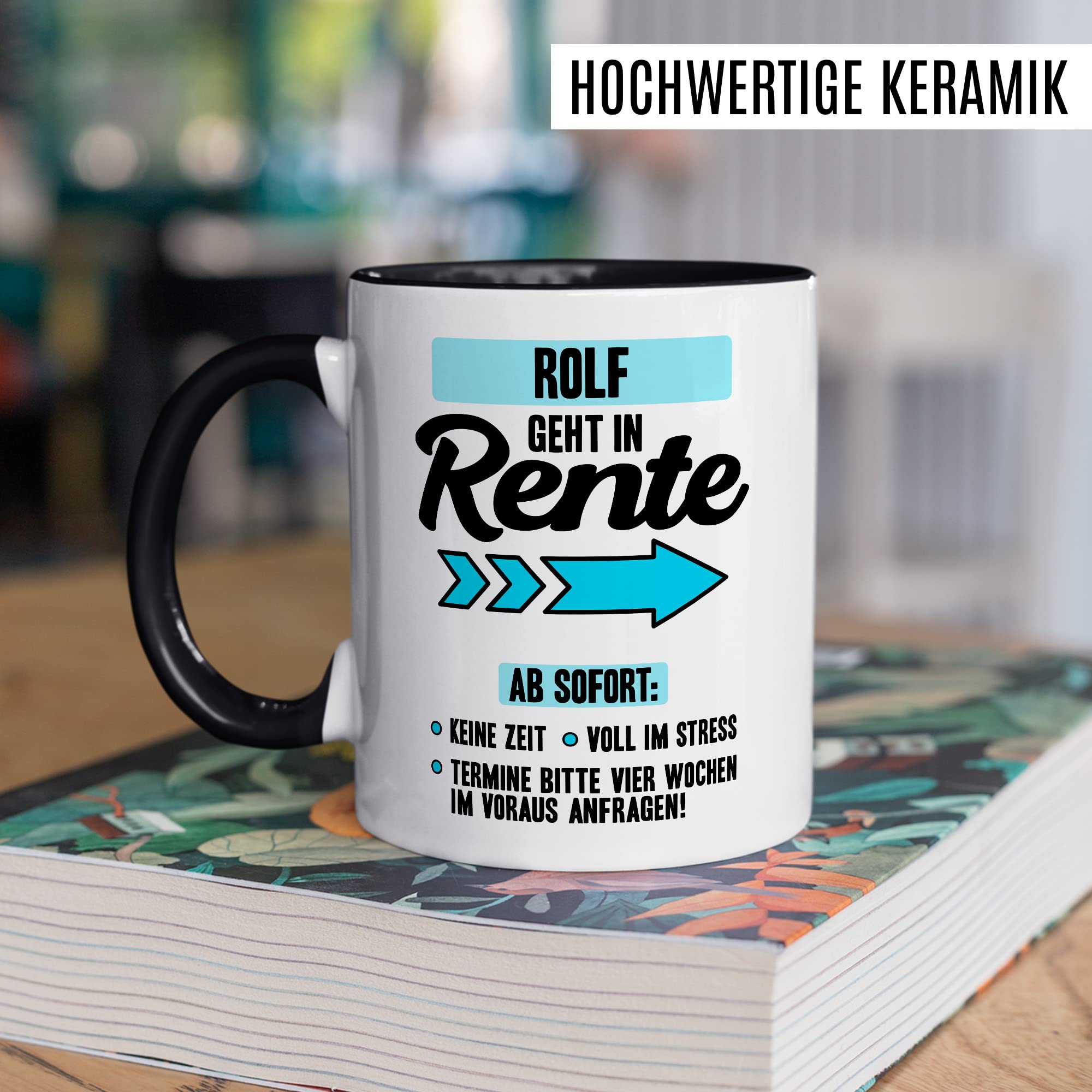 Rente Tasse personalisiert Ruhestand Kaffeetasse Rentner Geschenk anpassbar Kollege Geschenkidee Abschied Pensionierung eigener Name lustiger Spruch Custom Kaffee-Becher eigenes Bild