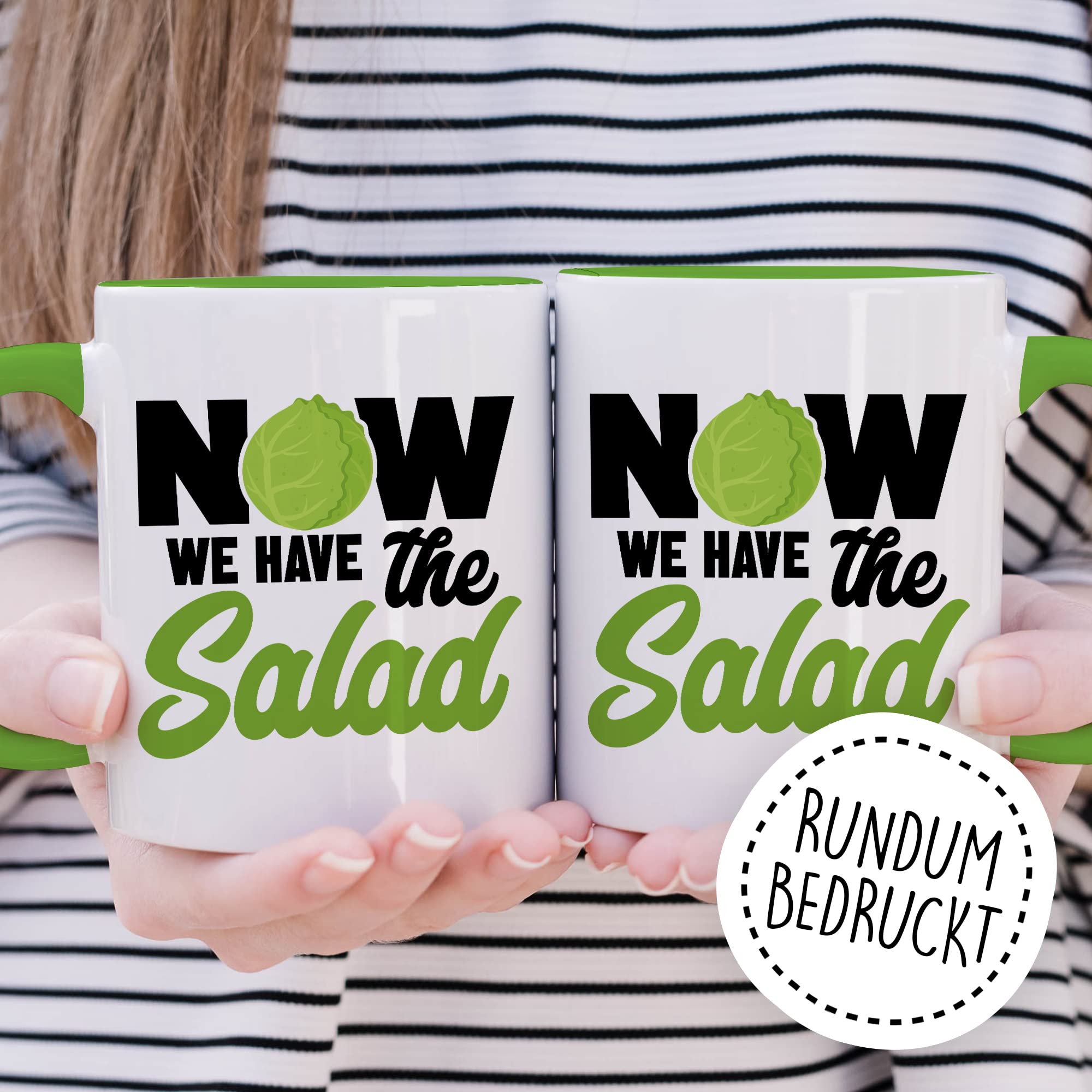 Witz Tasse mit Spruch Denglisch Kaffeetasse Humor Now we have the salad Witz Kaffee-Becher Englisch-Lehrer Geschenk lustig Jetzt haben wir den Salat Sprichwort Geschenkidee Wortspiel