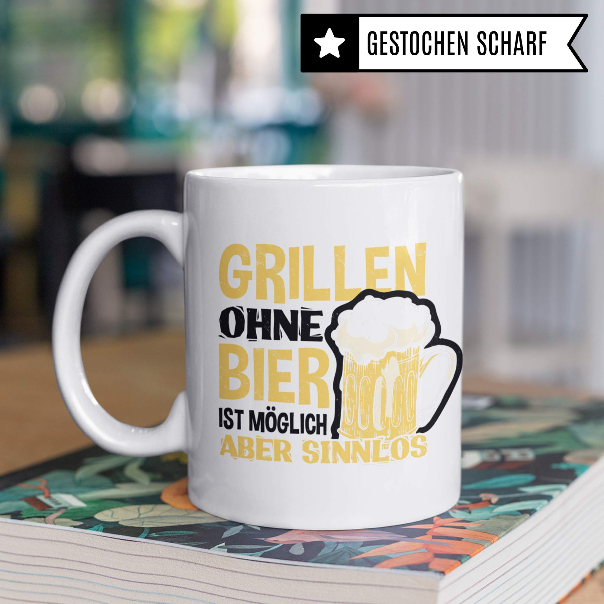 Pagma Druck Grillen Tasse, Grill Geschenke für Männer, Bier & Grillen BBQ Becher Geschenkidee, Kaffeetasse für Grillmeister und Hobby Griller