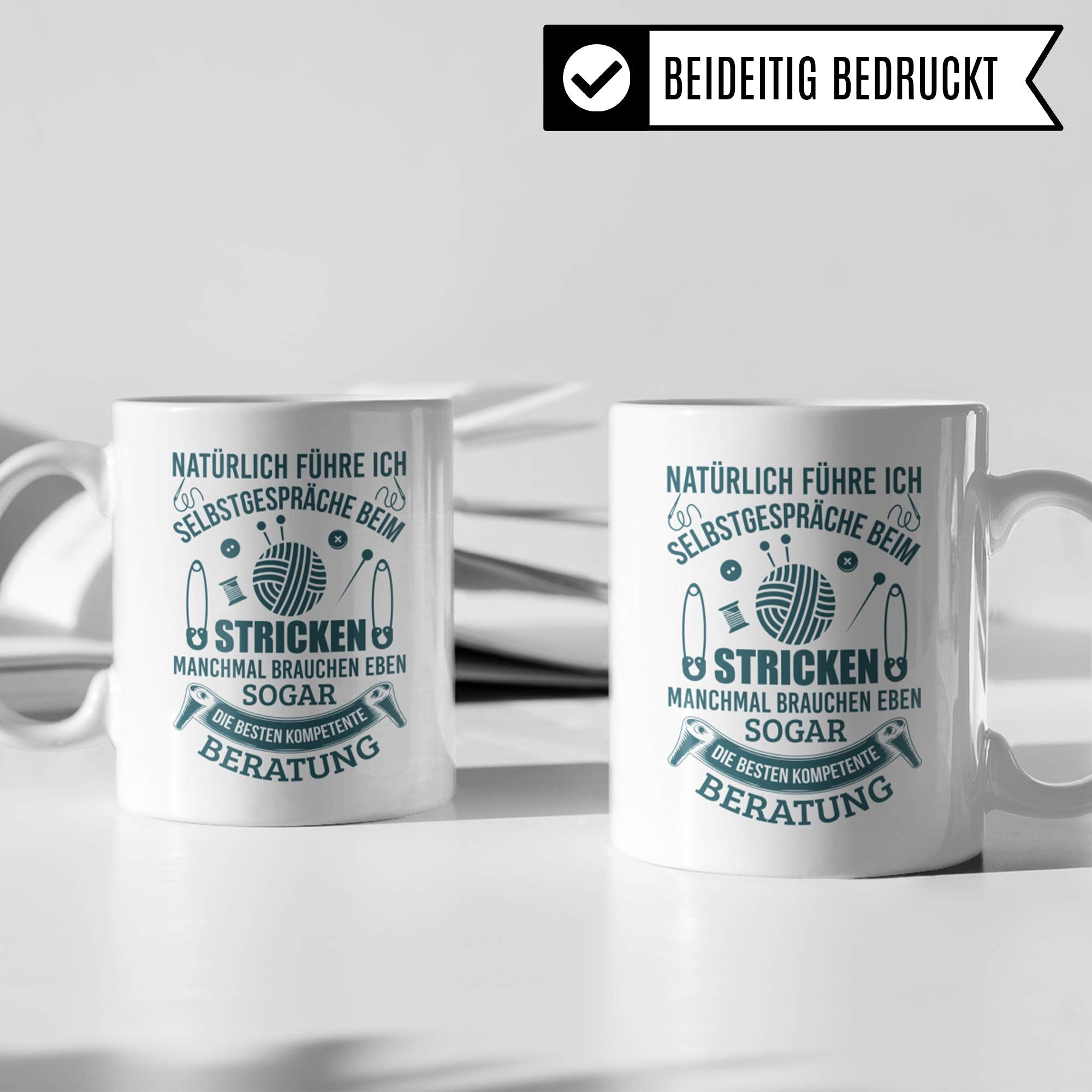 Pagma Druck Stricken Geschenk Tasse, Strickerin Spruch Becher Geschenkidee, Kaffeetasse Häkeln Kaffeebecher (Weiß/Weiß)