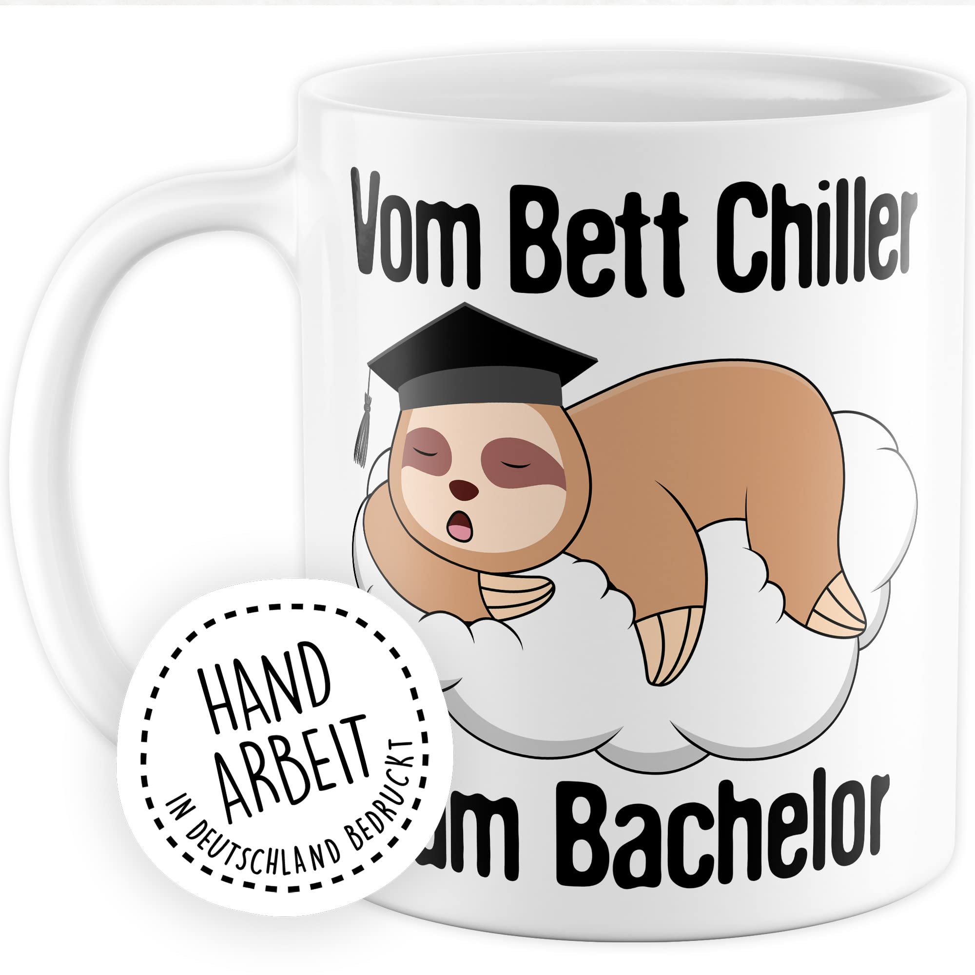 Bachelor Tasse Studenten Geschenk Humor Kaffeetasse mit lustigen Spruch Uni Kaffeebecher Studentin Geschenkidee Faultier Teetasse