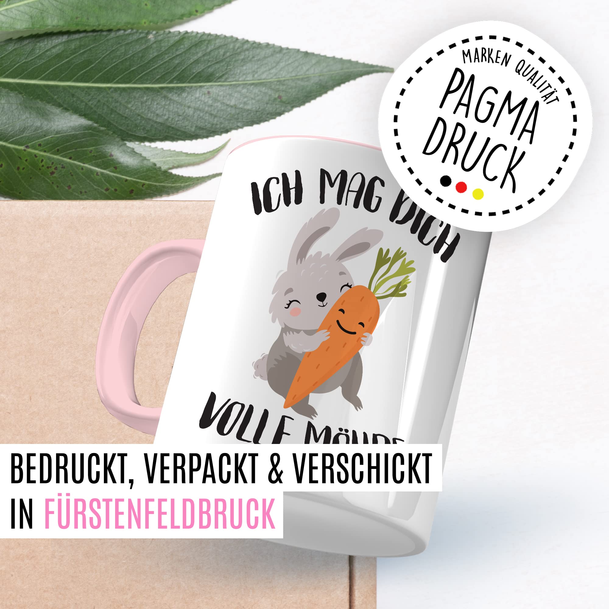 Süße Tasse Liebe Kaffeetasse Für Partner Geschenk Freundin Geschenkidee Freund Kaffee-Becher Mag dich volle Möhre Spruch Motiv süß Hase