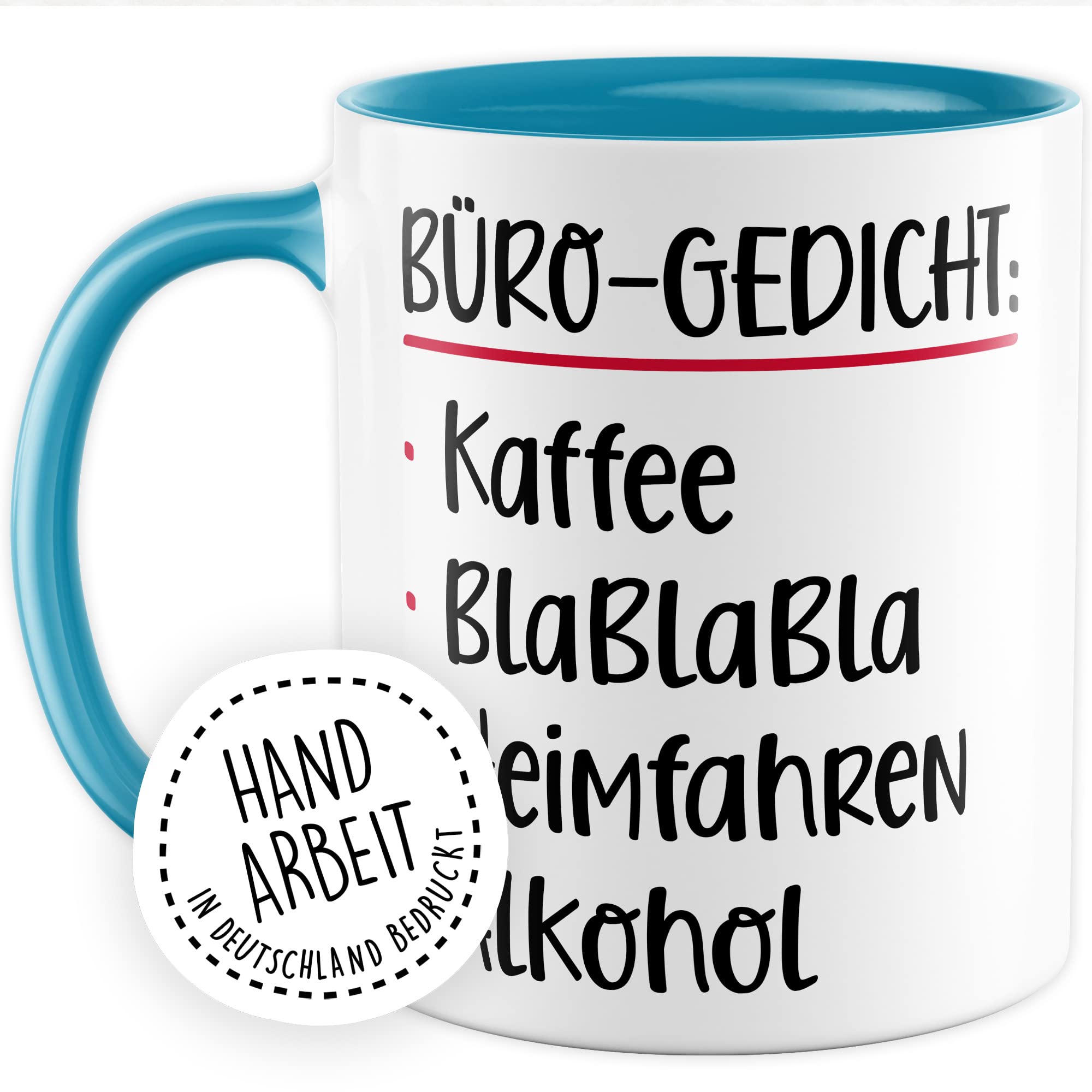 Büro Gedicht Tasse lustig Kaffee Alkohol Spruch Kaffeetasse Kollege Geschenk Kaffee-Becher Kollegin Geschenkidee Humor