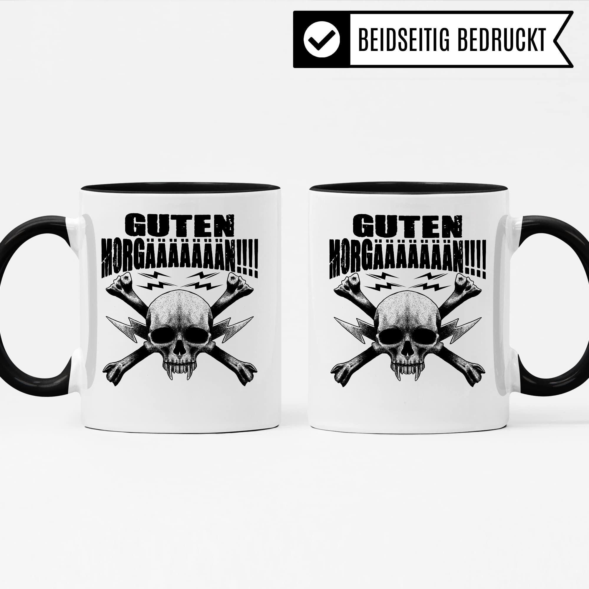 Tasse lustig Heavy Metal Rocker Kaffeetasse Metal Fan Geschenkidee Kaffee-Becher Metalic Rocker Geschenk Spruch lustig Humor Teetasse Witz GUTEN MORGÄÄÄN!!