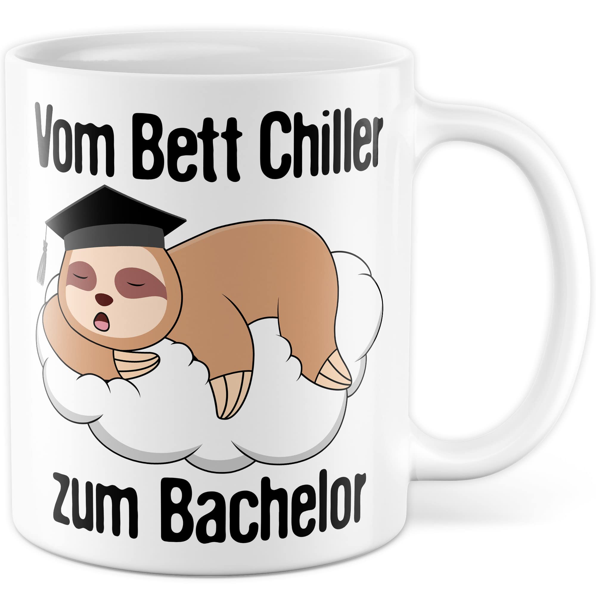 Bachelor Tasse Studenten Geschenk Humor Kaffeetasse mit lustigen Spruch Uni Kaffeebecher Studentin Geschenkidee Faultier Teetasse