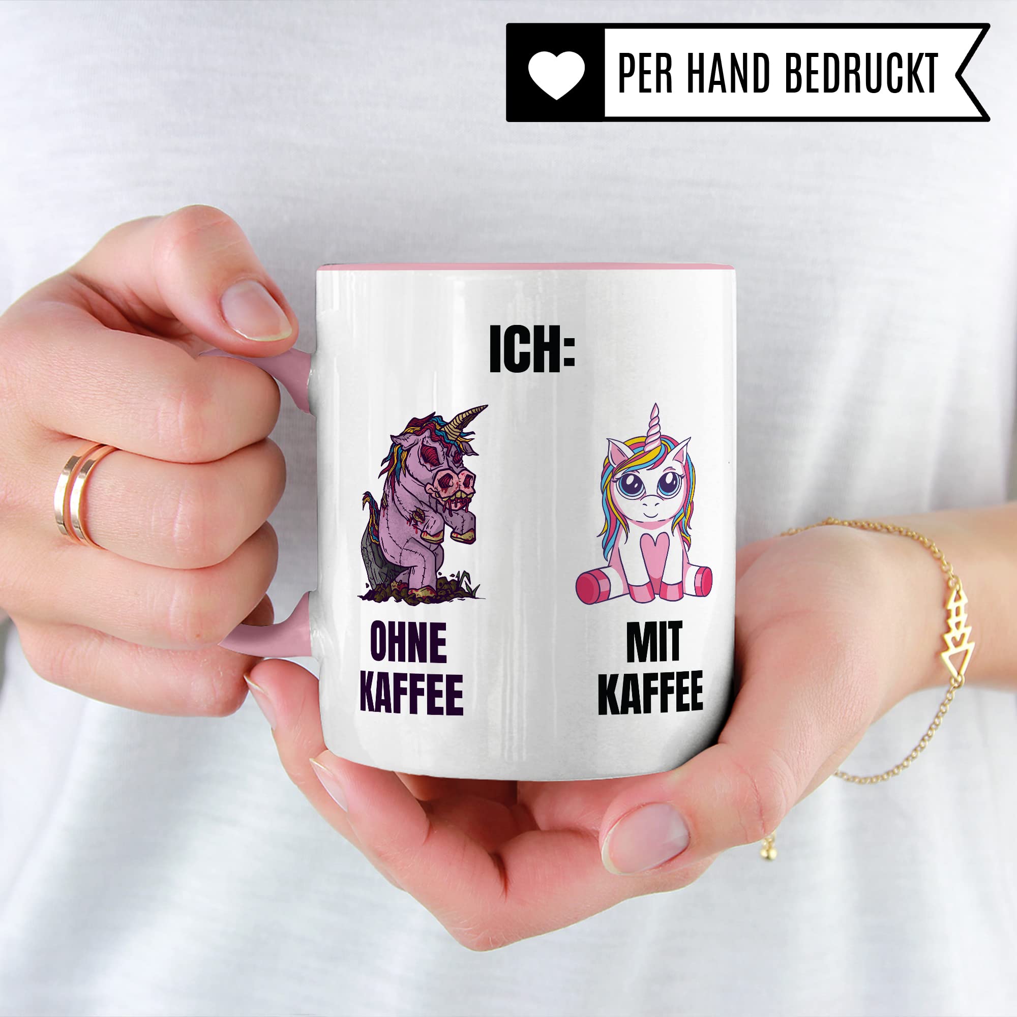 Einhorn Tasse Geschenk Kaffeetasse mit Spruch lustig Ohne Kaffee mit Kaffee, Geschenk-Idee Kaffeeliebhaber Kaffeetrinker Kaffee-Becher Humor Witztasse