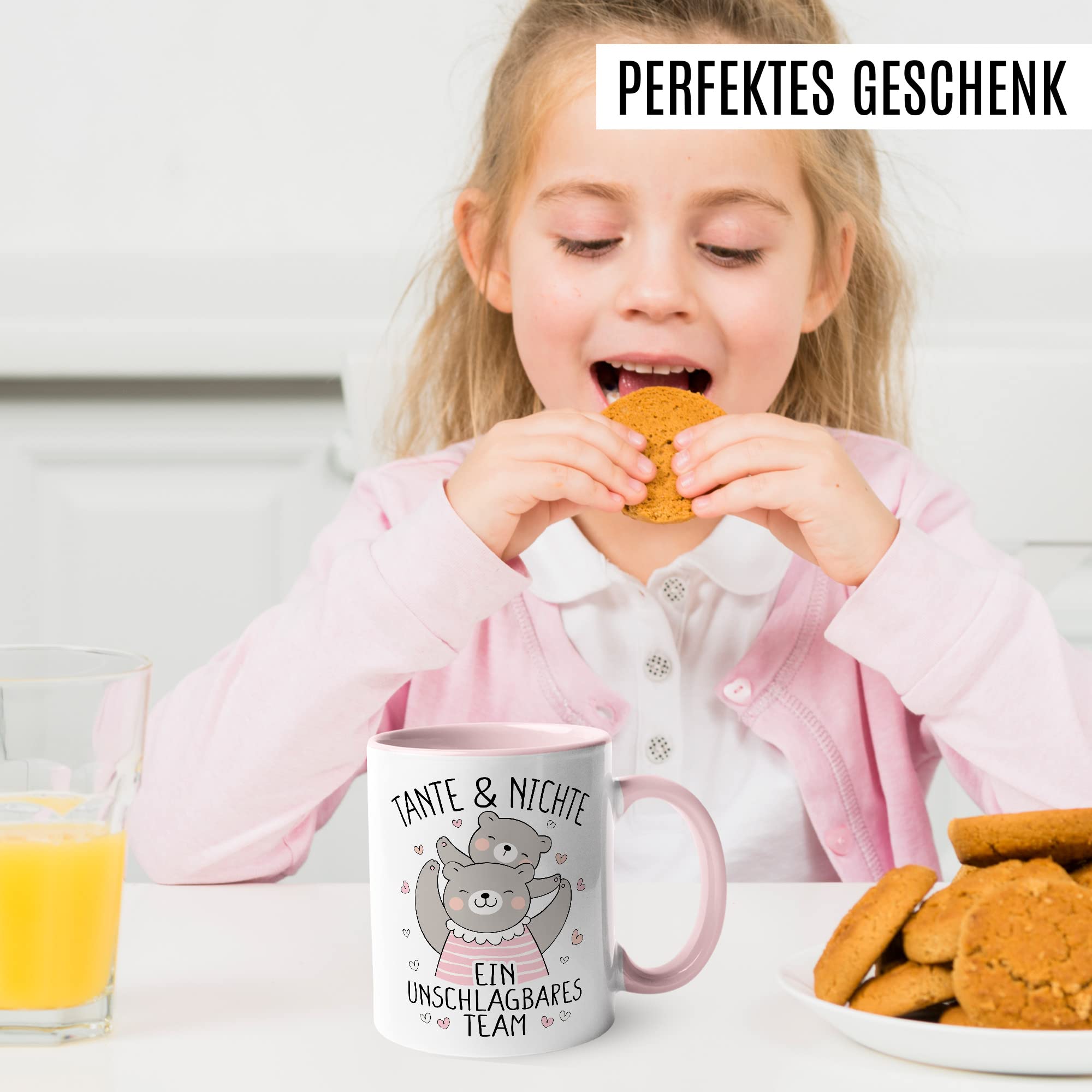 Tante Tasse Geschenk, Tante & Nichte ein unschlagbares Team Geschenkidee Kaffee-Becher Kaffeetasse Tasse mit Spruch lustig Tante Nichte Familie Patentante