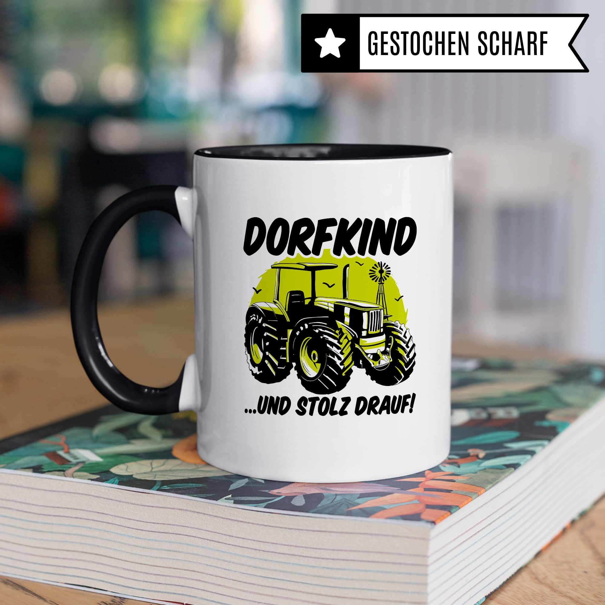 Tasse Dorfkind Geschenk, DORFKIND…UND STOLZ DRAUF Geschenkidee Dorfkinder Kaffeetasse mit Spruch lustig Kaffee-Becher Teetasse ländlich Humor Witztasse